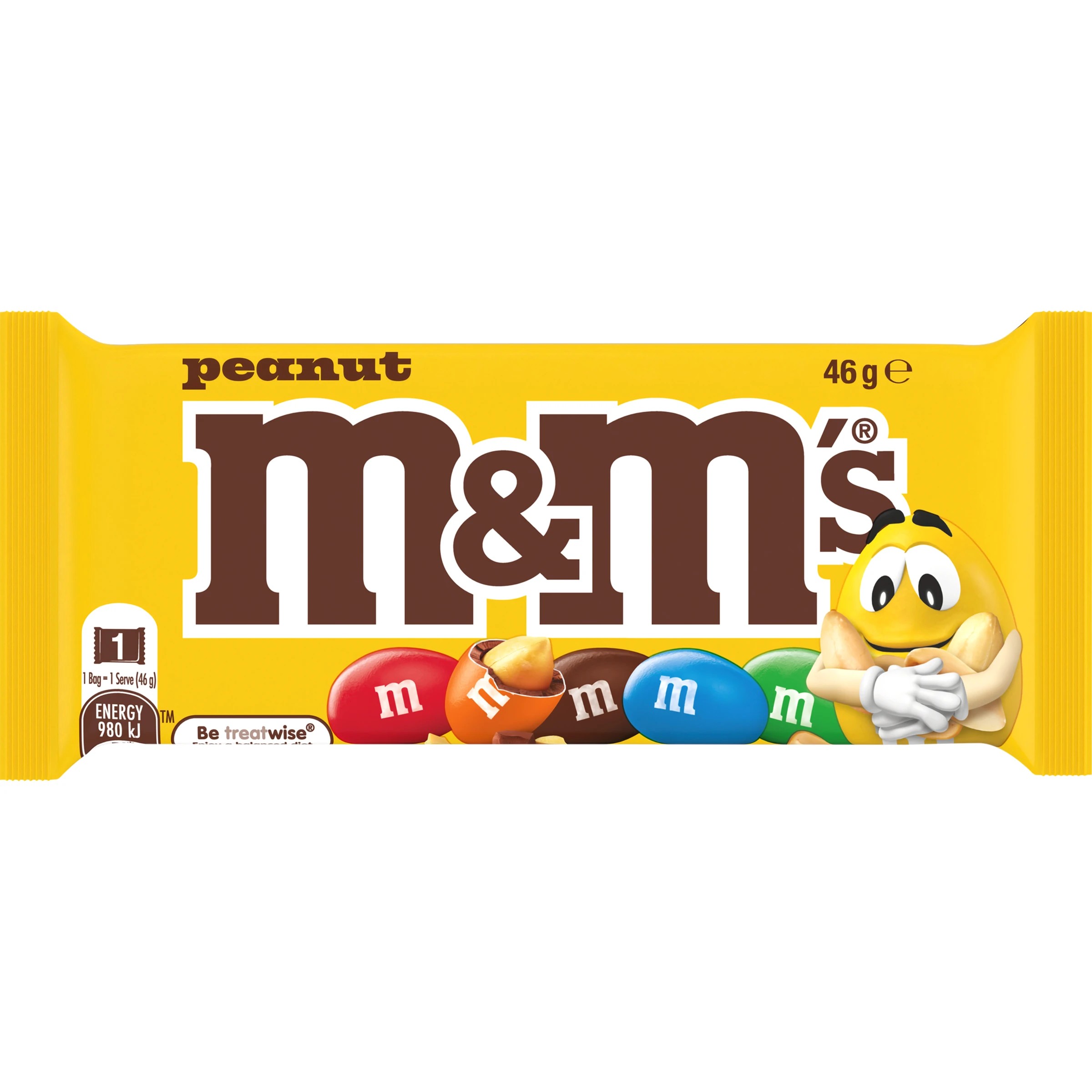 1 M&M's Peanut Milk Chocolate Singles Bag 46g, 1 of 6