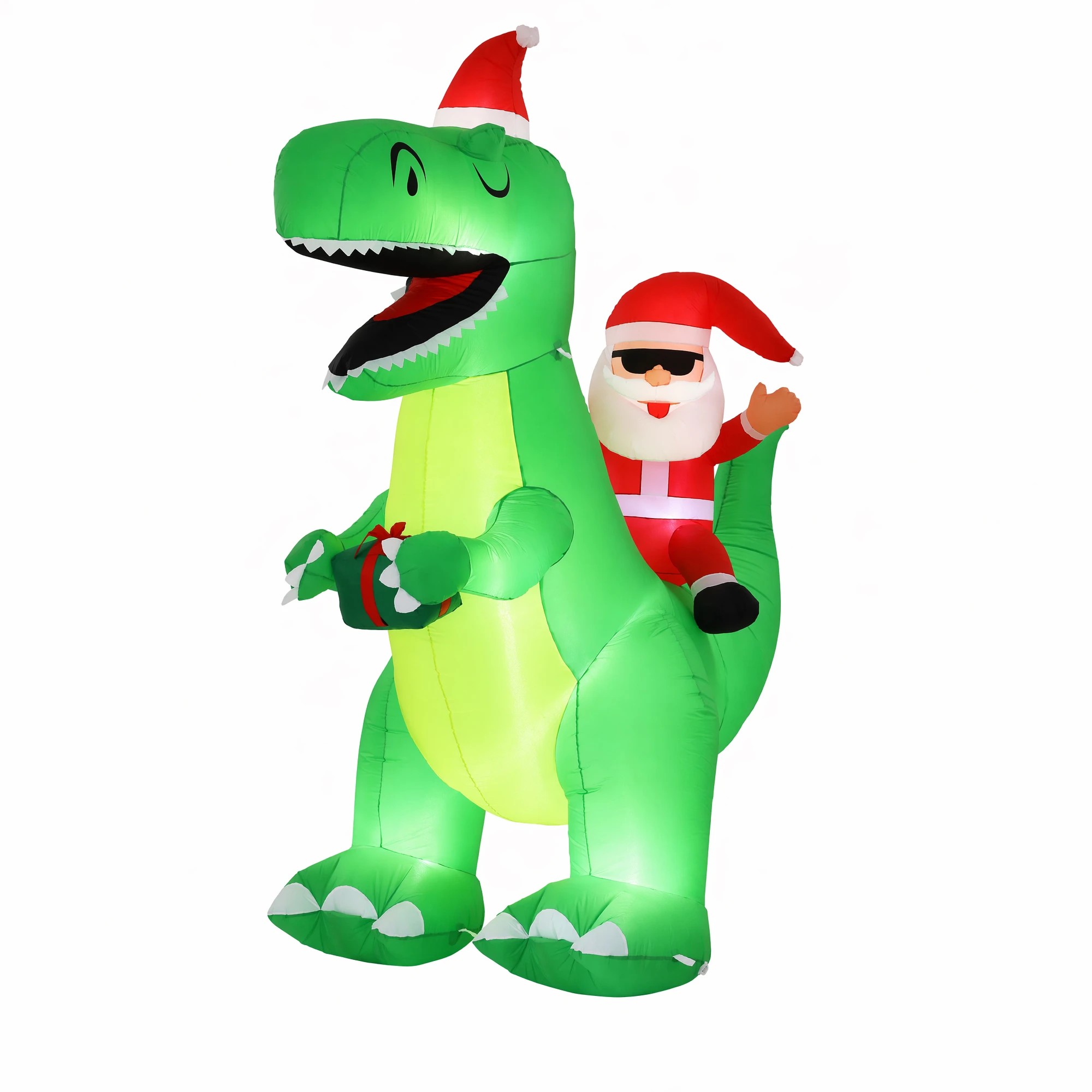 1 Jingle Jollys Christmas Inflatable Dinosaur 2.5M Illuminated Decorations - Multi, 1 of 9