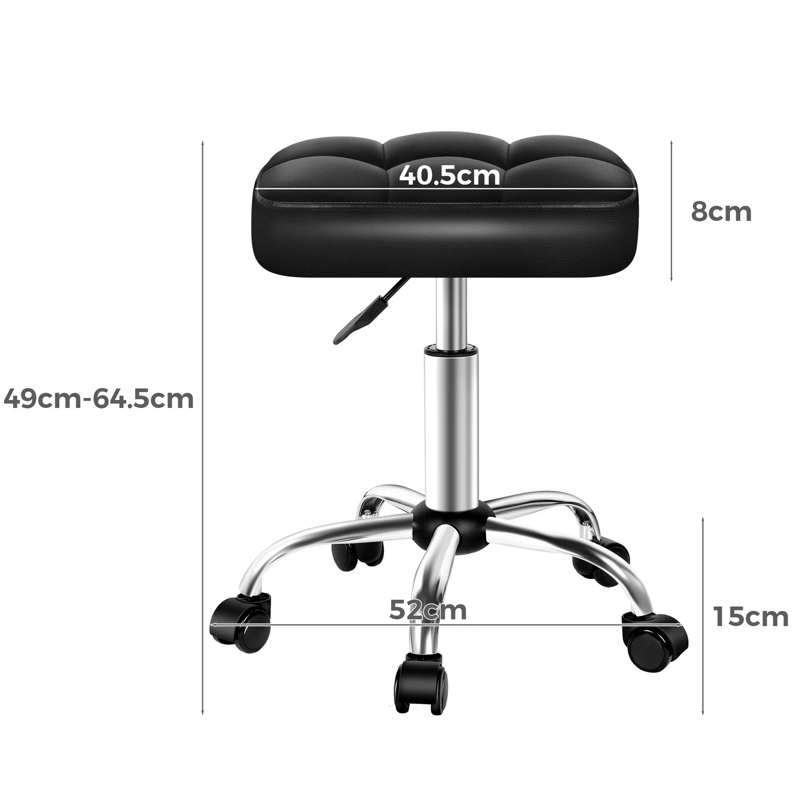 7 Alfordson 2x Salon Stool Square Swivel Barber Hair Dress Chair - Black, 7 of 10