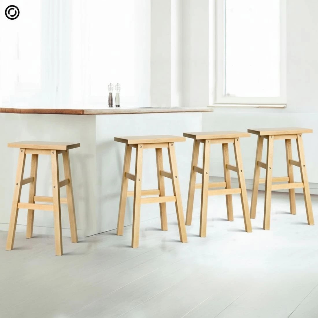 4 Artiss 4x Bar Stools Kitchen Chairs - Brown, 4 of 4