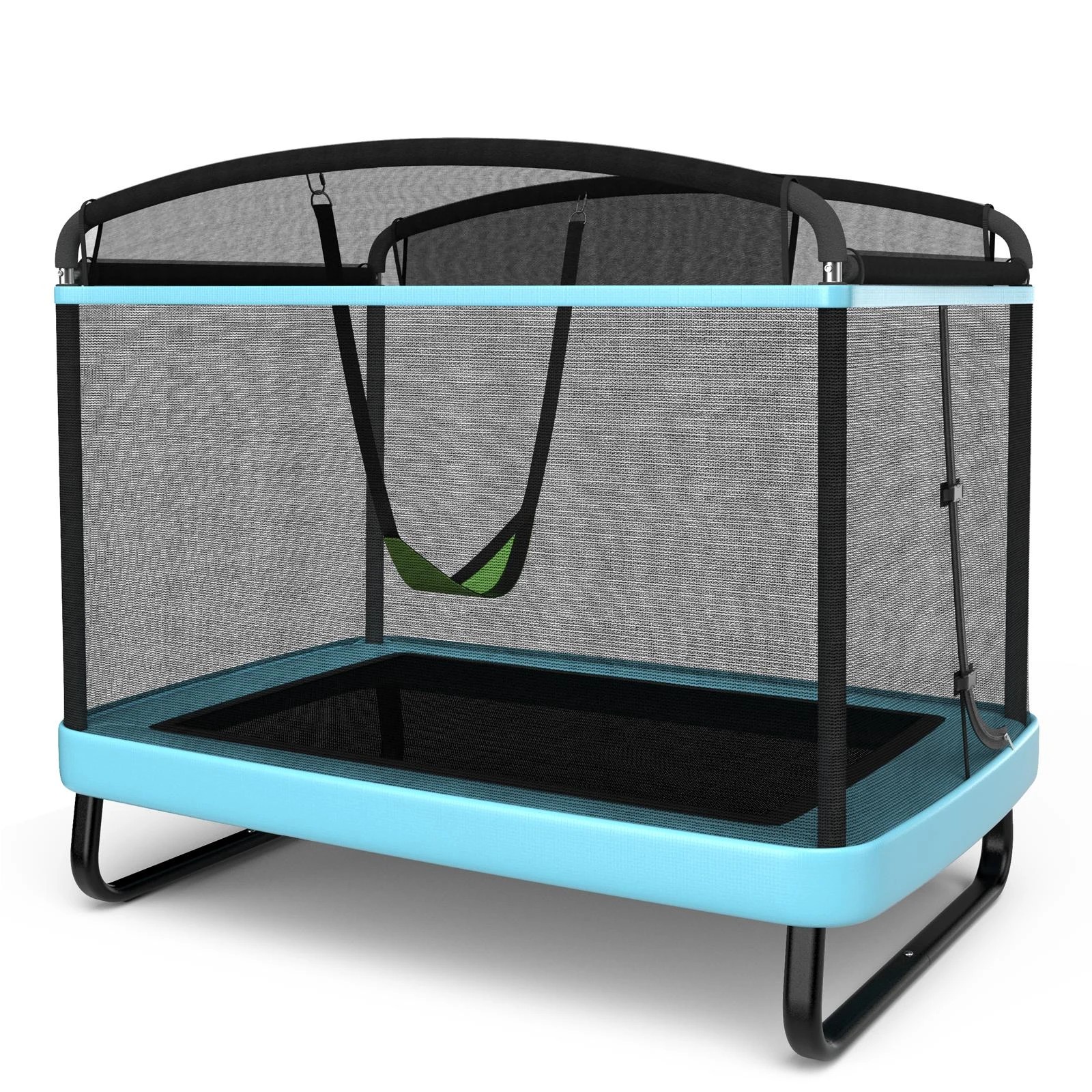 1 Costway Kids Trampoline w/Enclosure Security Net Pad & Swing Outdoor Jumping Gift - Blue, 1 of 6