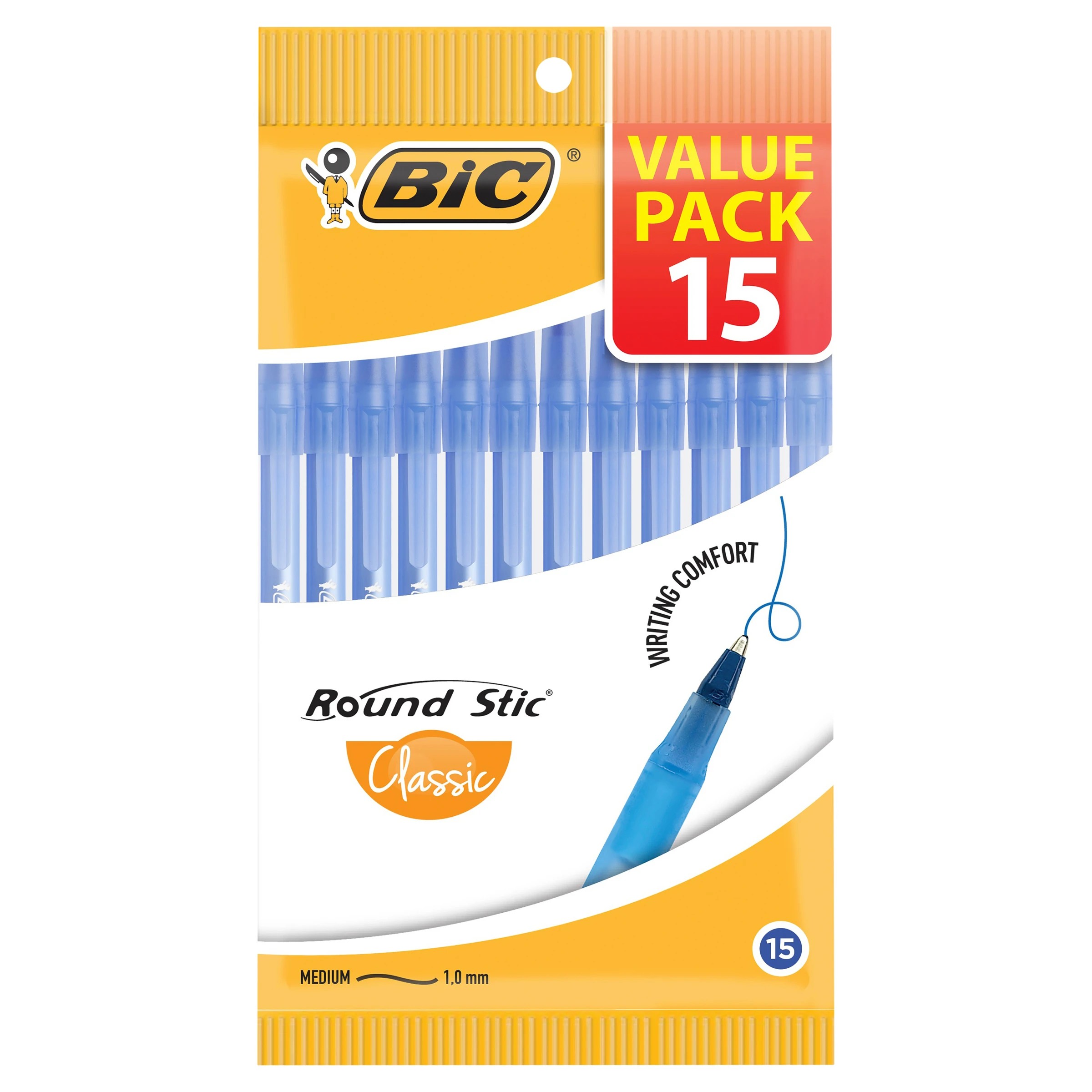 1 15 Pack BIC Round Stic Ballpoint Pens - Blue, 1 of 10
