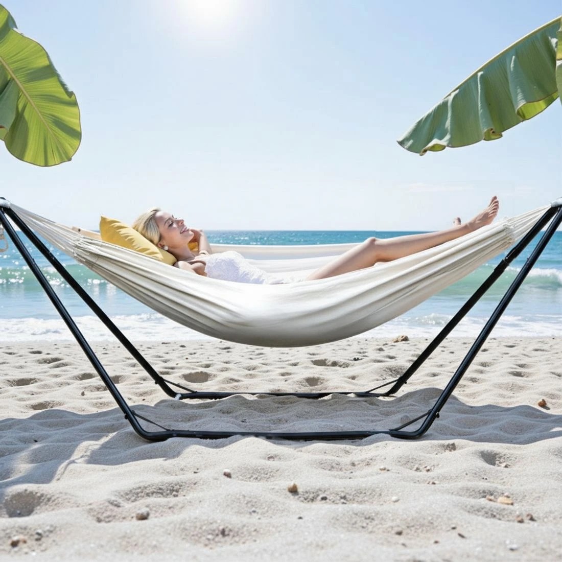 5 Gardeon Hammock Bed Stand Steel Frame Outdoor Garden - Black, 5 of 5