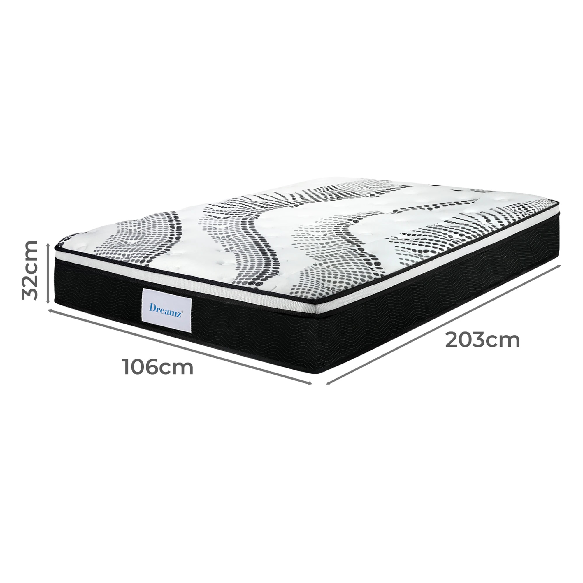 3 Dreamz Spring Mattress 7 Zone Pocket Medium Firm Memory Foam 32cm King Single, 3 of 9