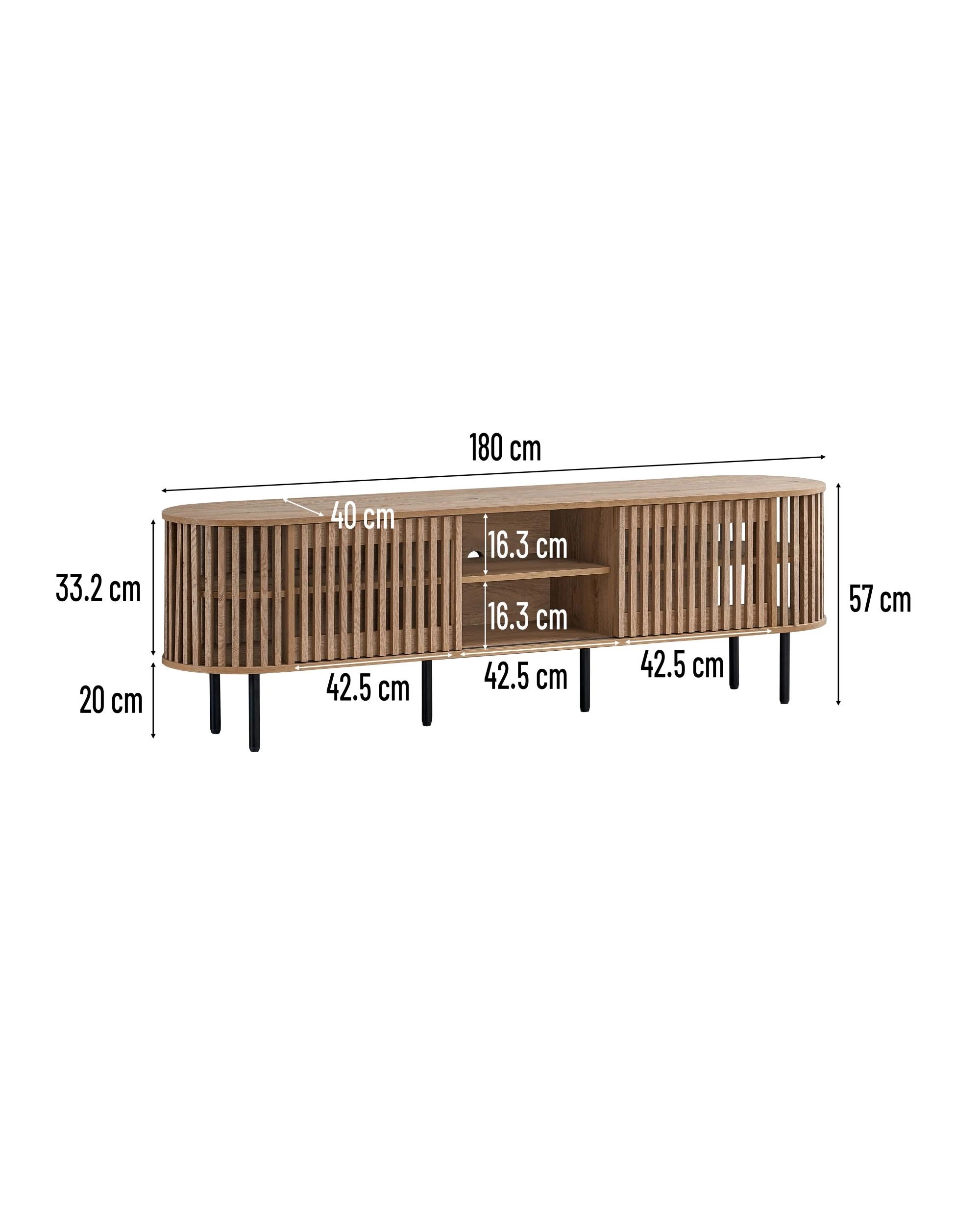 5 Kodu Entertainment Unit TV Cabinet 180cm 2 Doors Slat Oak - Natural, 5 of 5