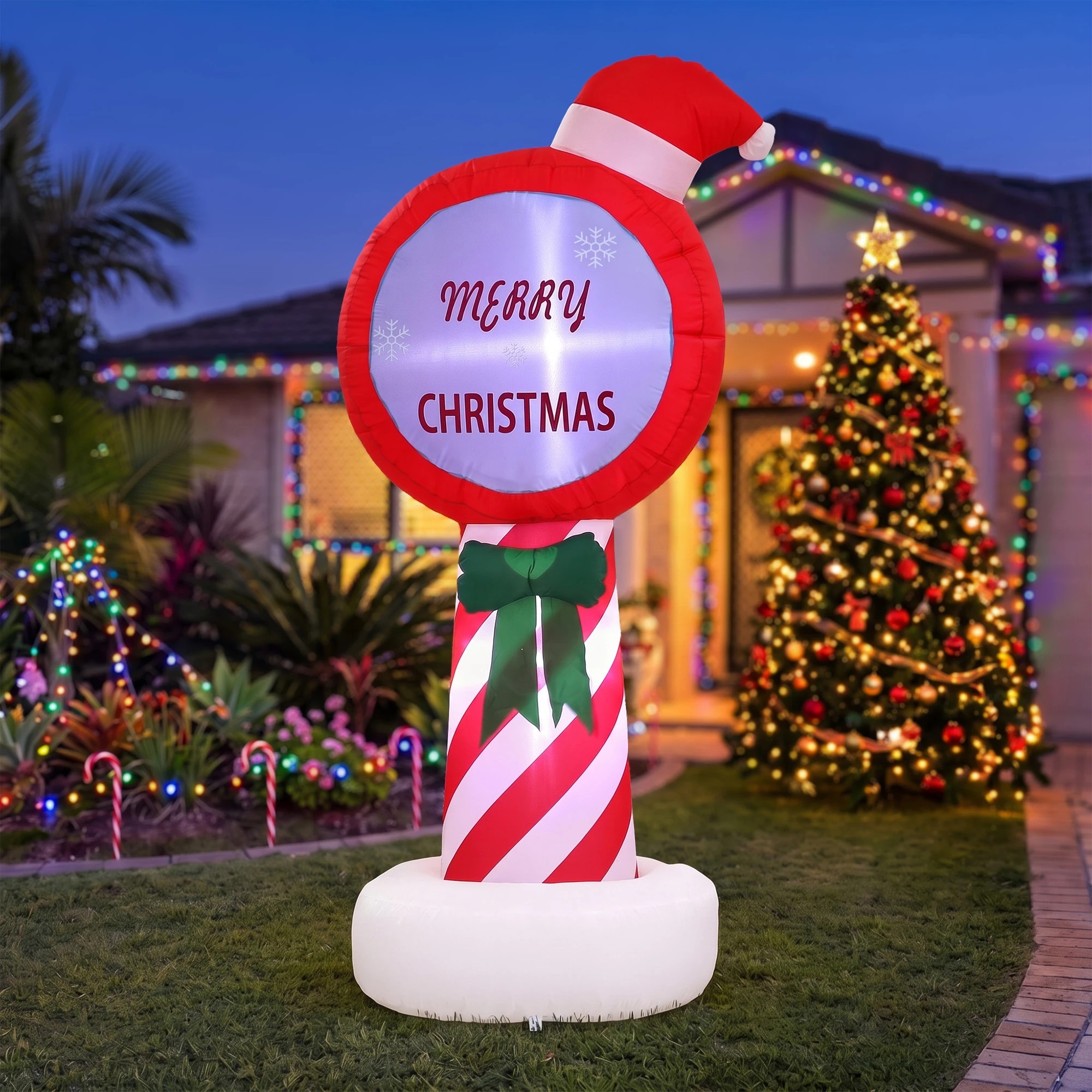 2 Jingle Jollys Christmas Inflatable Pole 1.8M Height LED Outdoor Decorations Illuminated - Red, 2 of 9