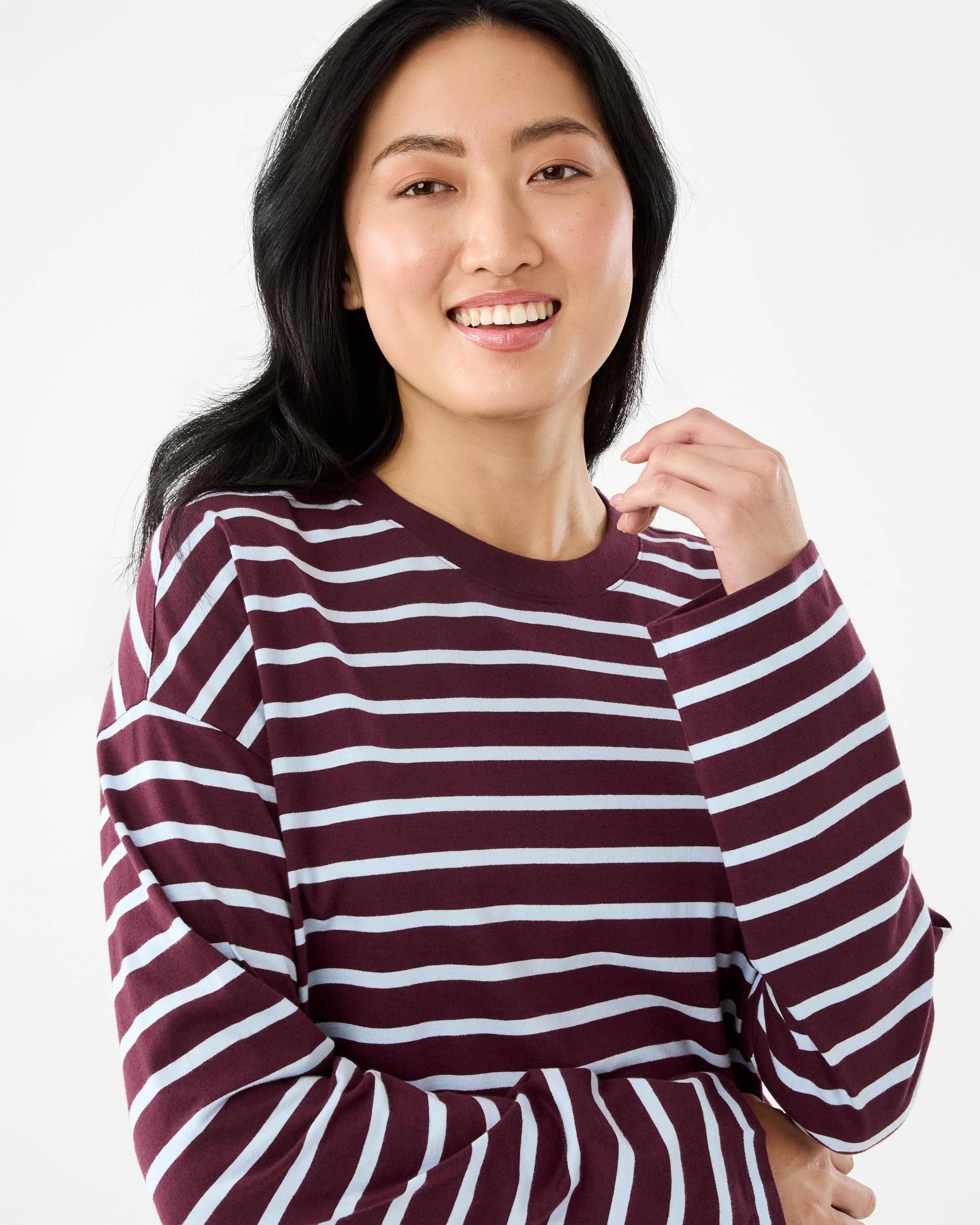 4 Long Sleeve Oversized Boyfriend Mini Dress Strp Prt, 4 of 7