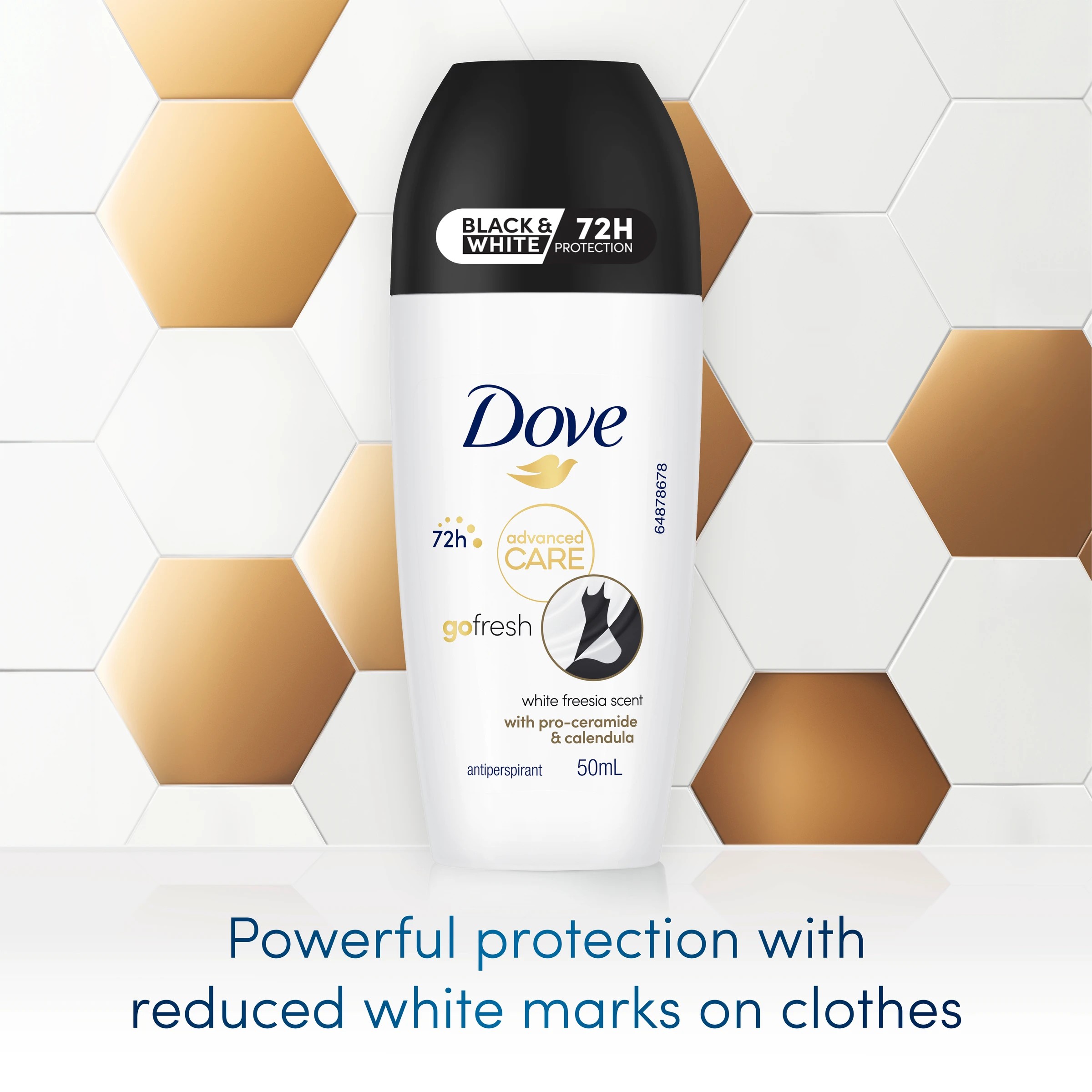 3 Dove Advanced Care Go Fresh Antiperspirant Deodorant Roll-On 50ml - Pro-Ceramide and Calendula, White Freesia Scent, 3 of 7