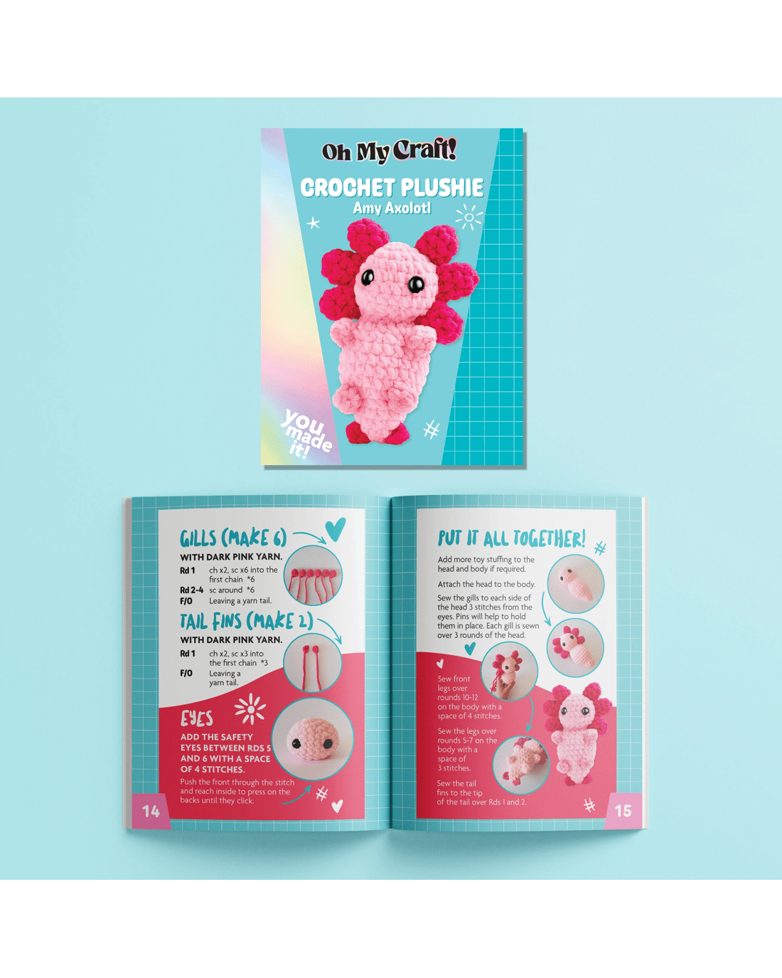 4 Oh My Craft! Midi Crochet Plushie Amy Axolotl, 4 of 5