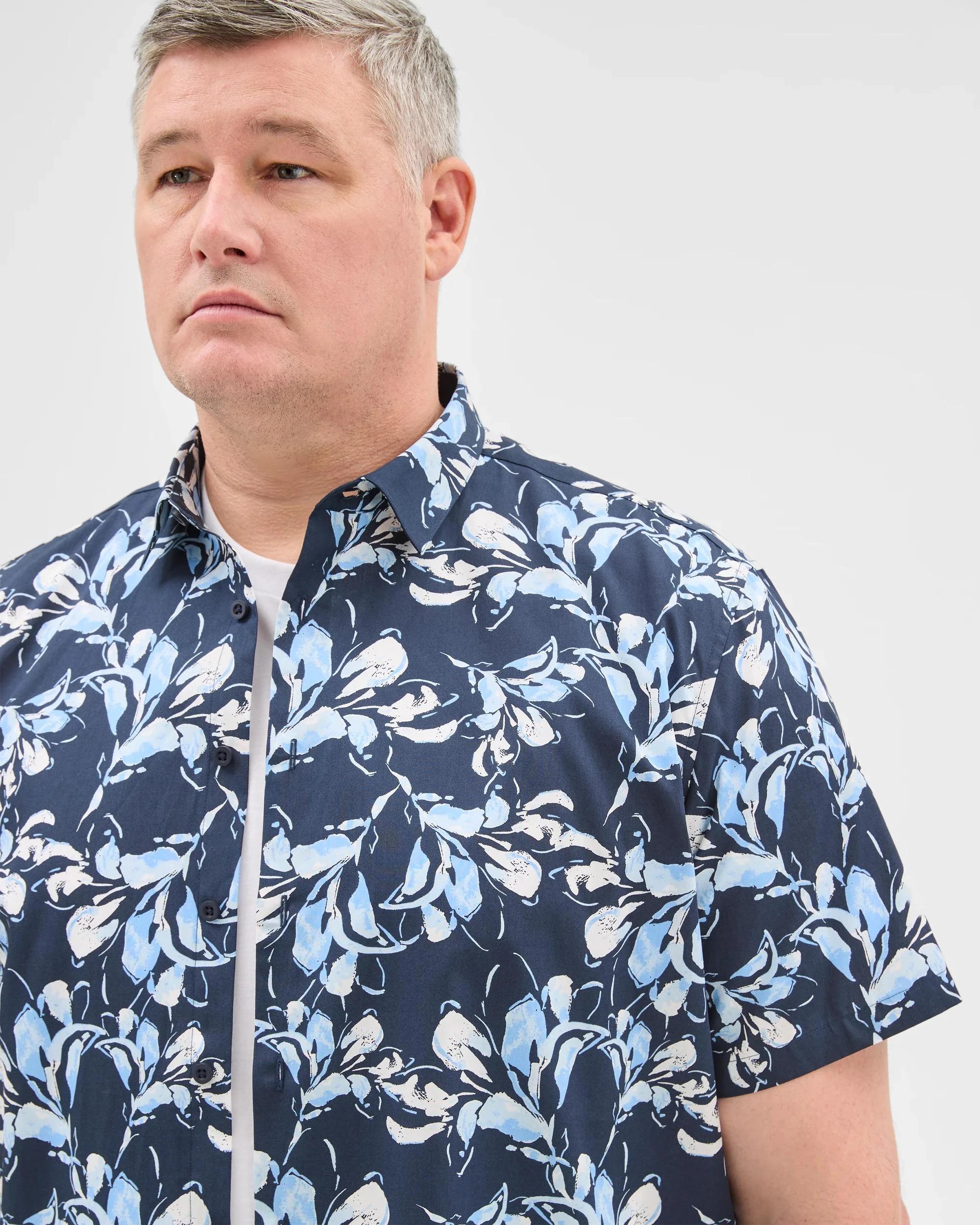 3 Target Plus Size Australian Cotton Business Shirt NAVY FLORAL, 3 of 5