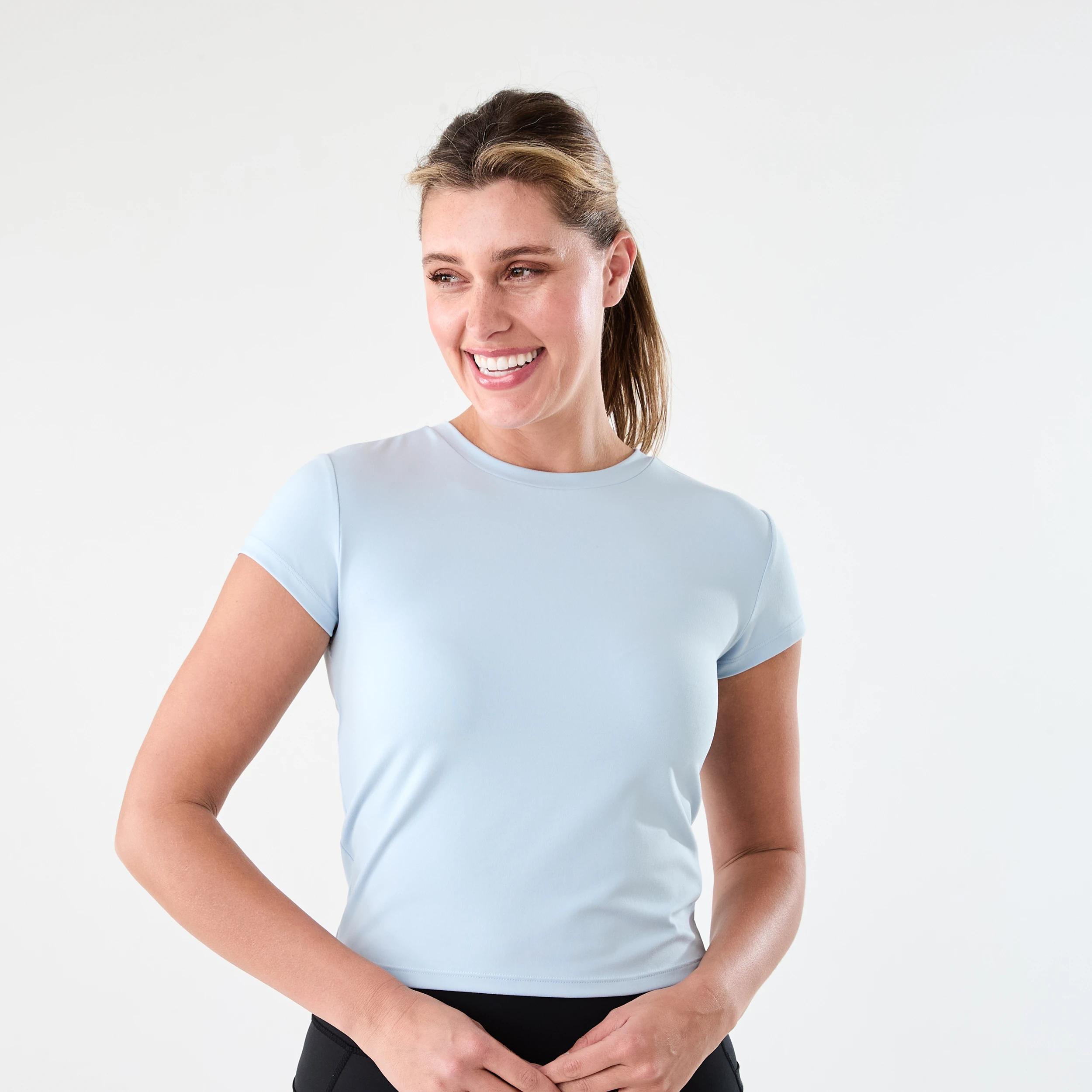 1 Active Womens Ultra Soft Crew Neck T-shirt SPINDLE BLUE, 1 of 5