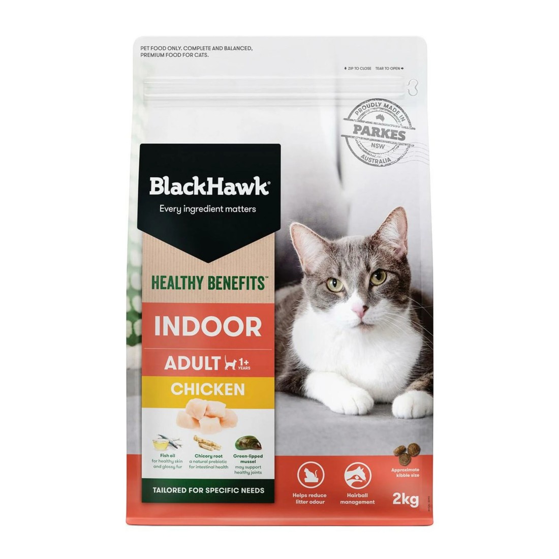 1 Black Hawk Healthy Benefits Indoor Chicken Dry Cat Food 2kg, 1 of 1