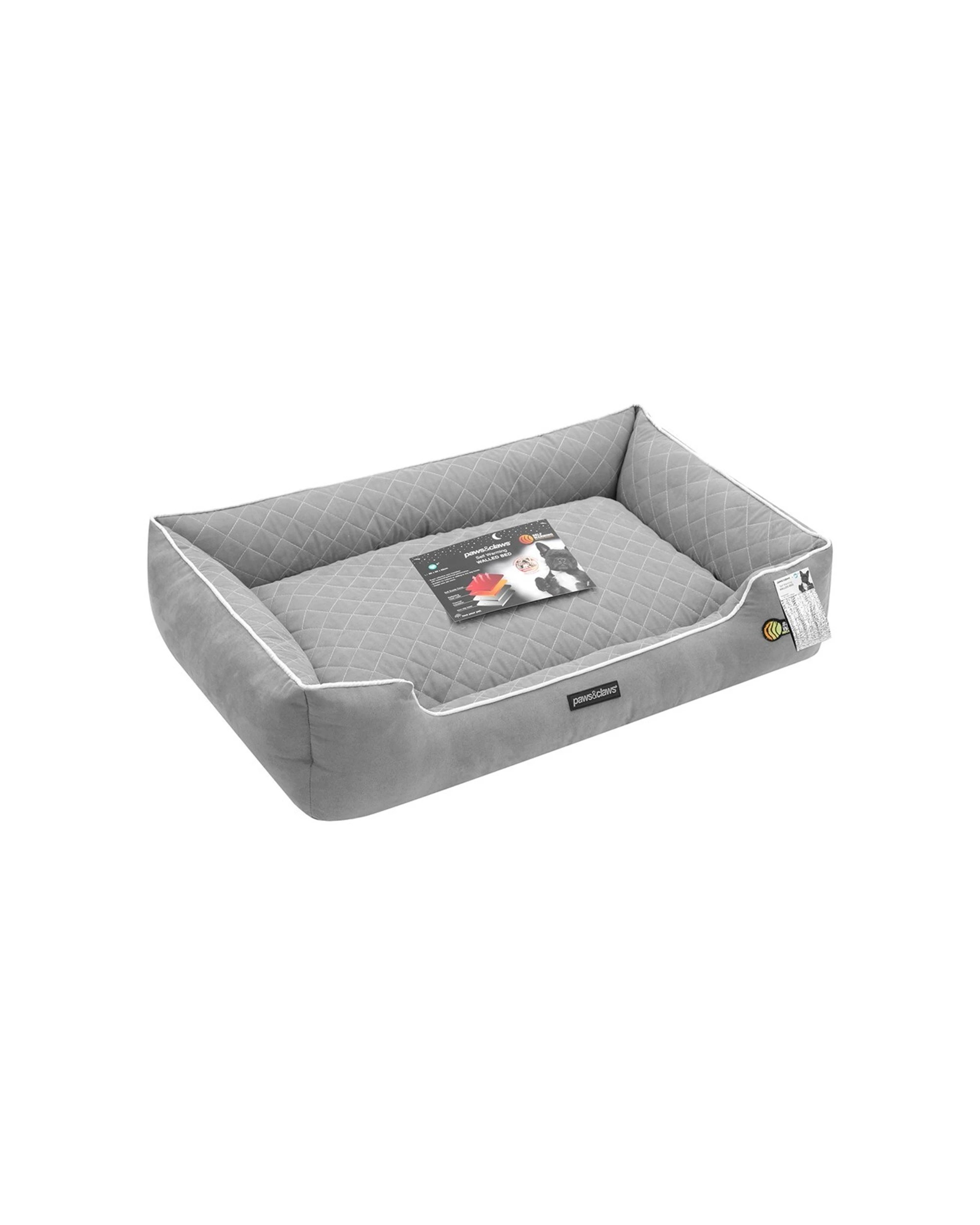 2 Paws And Claws 90x60cm Self Warming Walled Bed Large Thermal Insulation
 - grey, 2 of 8