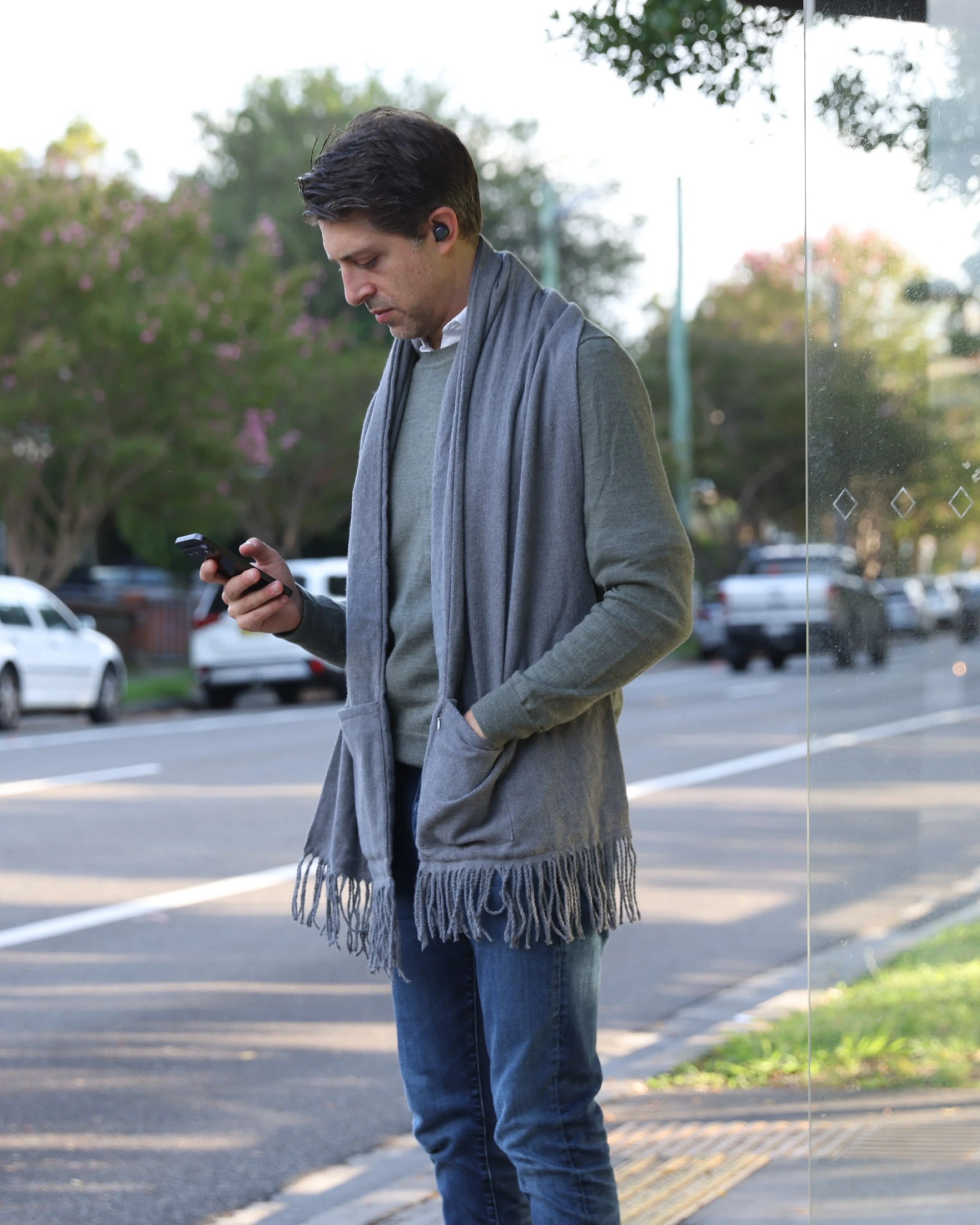 3 Sash and Bloom WinterWarm Heated Scarf Grey Portable Super-Soft Heated Scarf with Built-In Pockets, 3 of 6