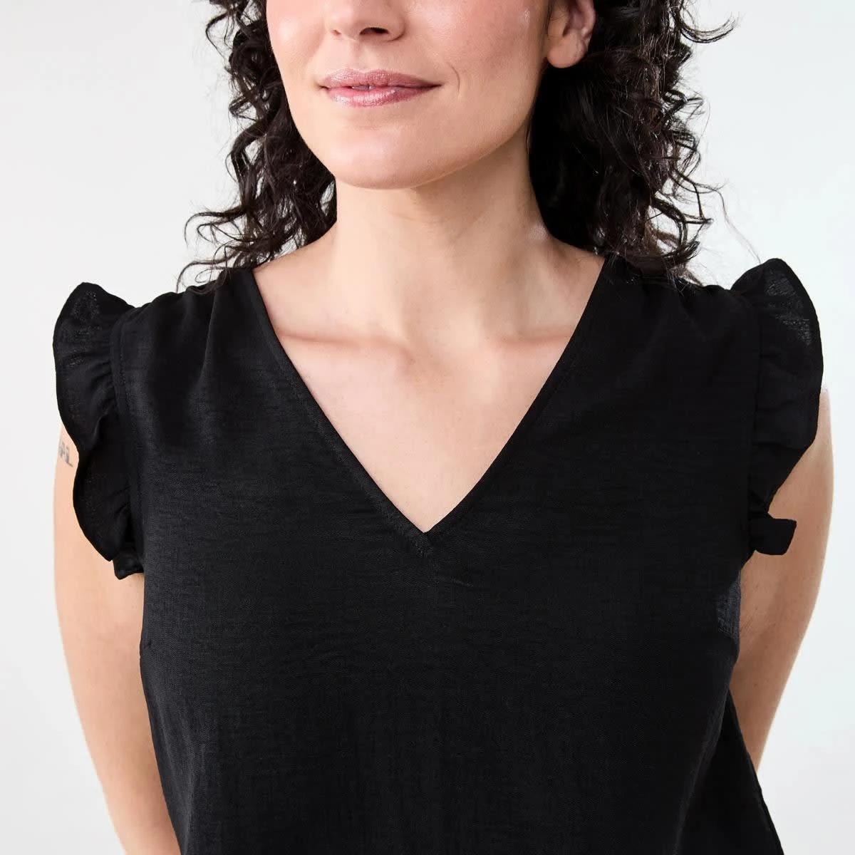 5 Sleeveless Frill Top BLACK, 5 of 6