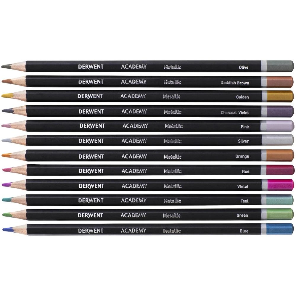 2 Derwent Academy Coloured Pencils Metallic 12 Pack, 2 of 2