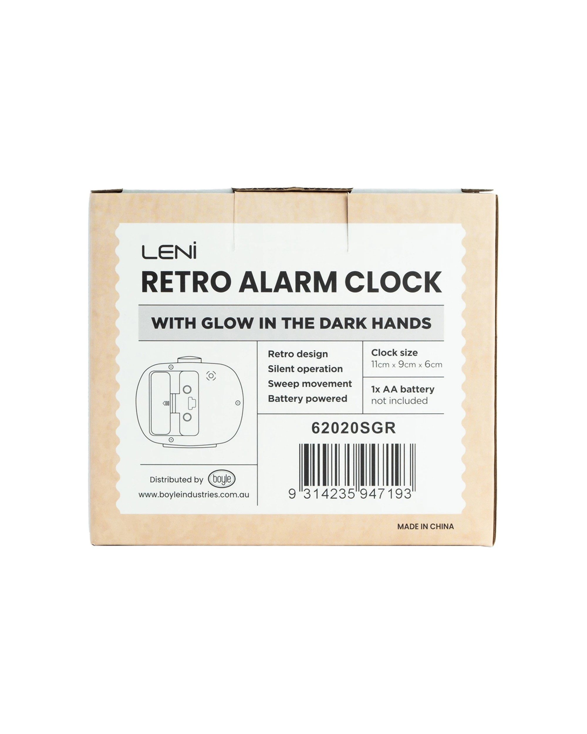7 Leni Retro 9cm Alarm Clock Luminescent Hands Audible Beep-Beep Alarm - Grey, 7 of 7