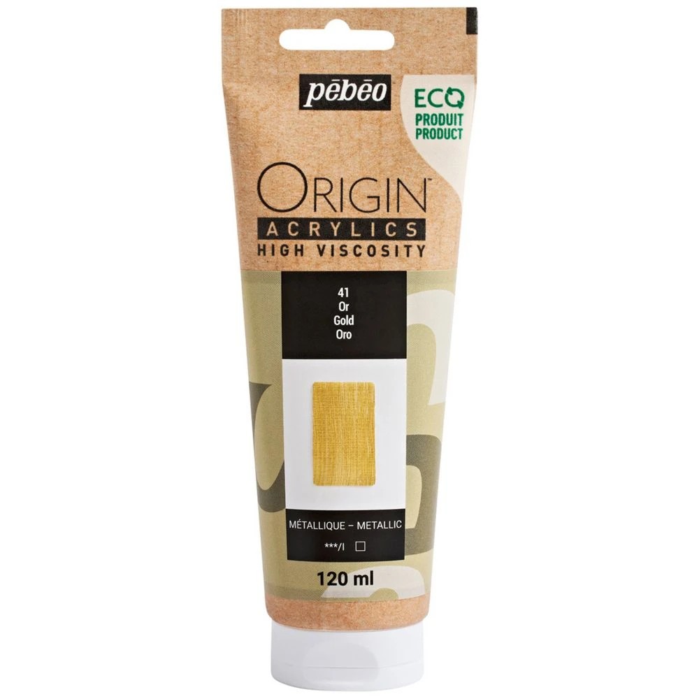 1 Pebeo Origin Acrylic Paint 120mL Gold, 1 of 2