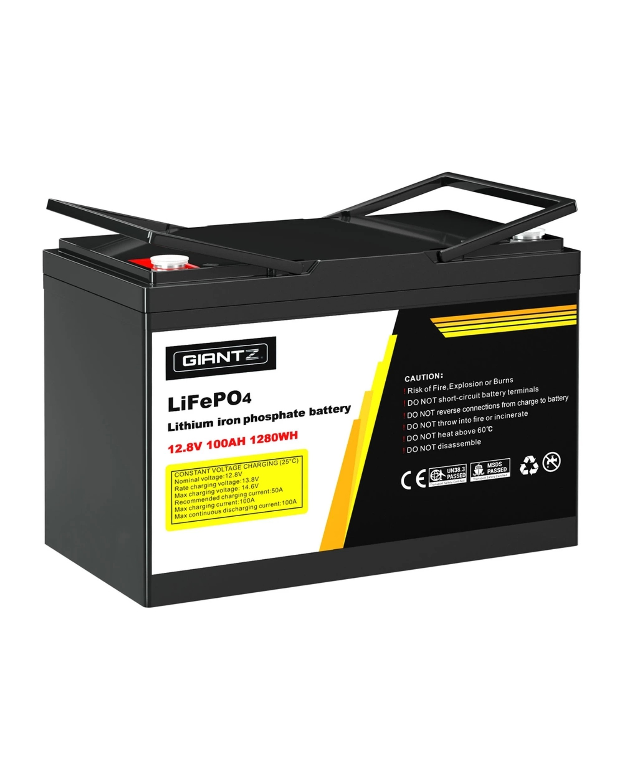 1 Giantz 12V 100Ah Lithium Battery LiFePO4 Deep Cycle Box Solar Caravan Camping - Black, 1 of 5