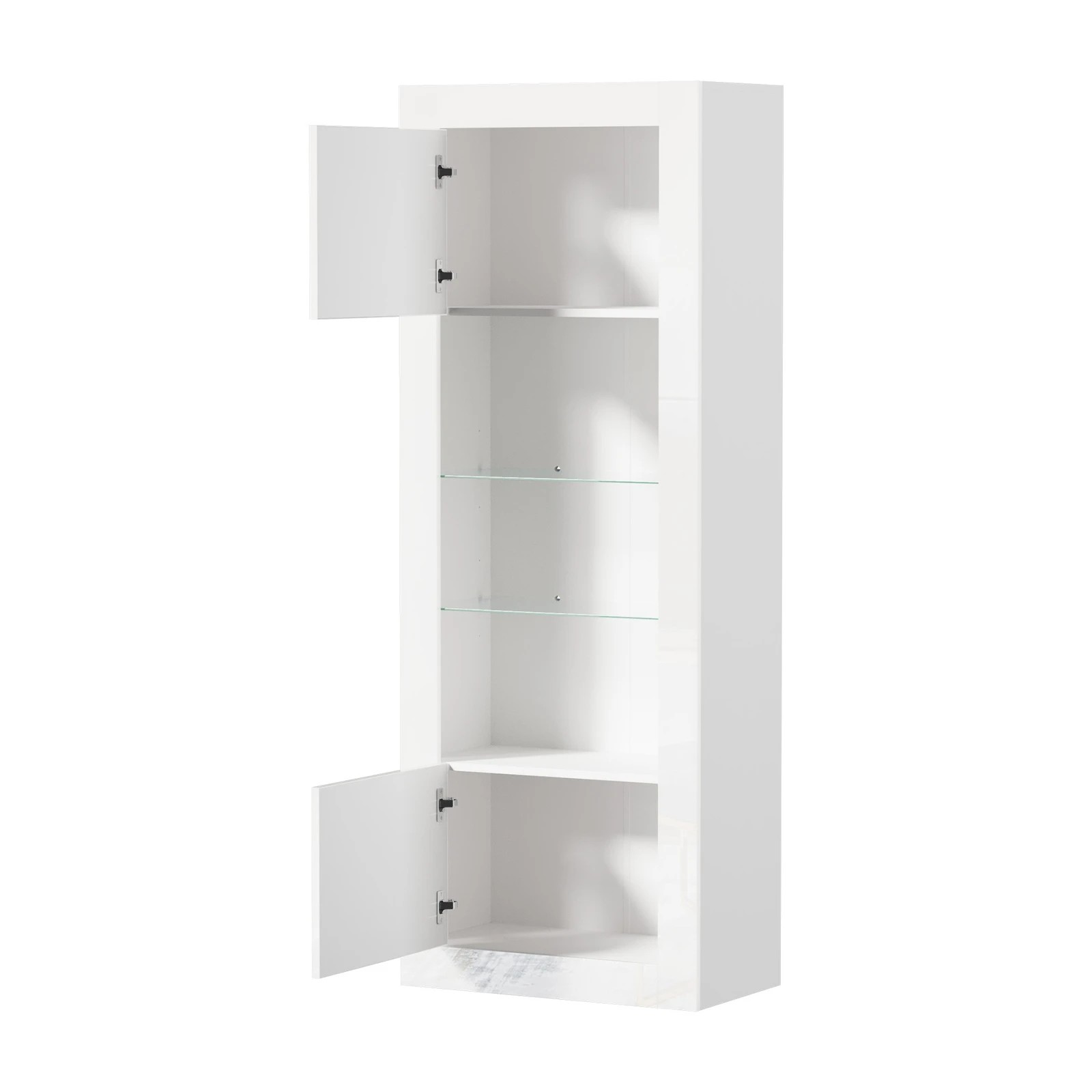 7 Oikiture 2PCS Display Cabinet Sideboard Buffet Storage Cupboard LED Light - White, 7 of 8