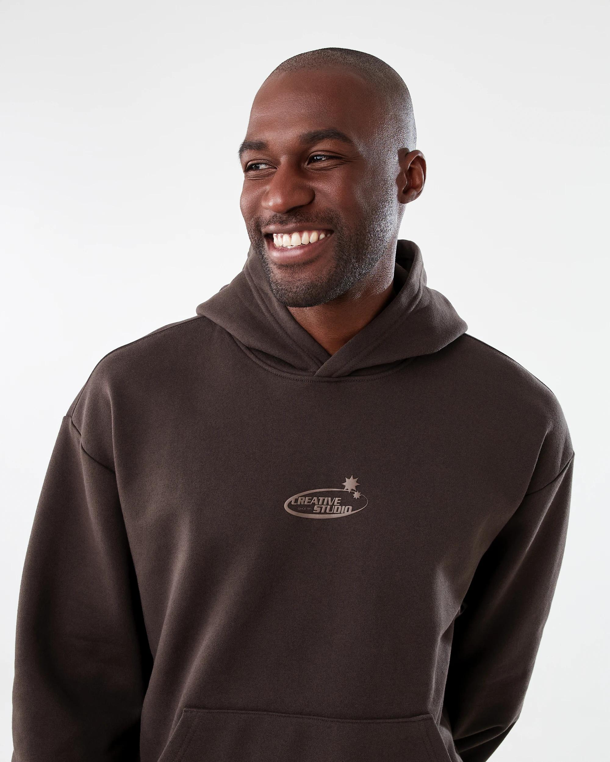 4 Oversized Boxy Print Hoodie Brn Freemd, 4 of 8