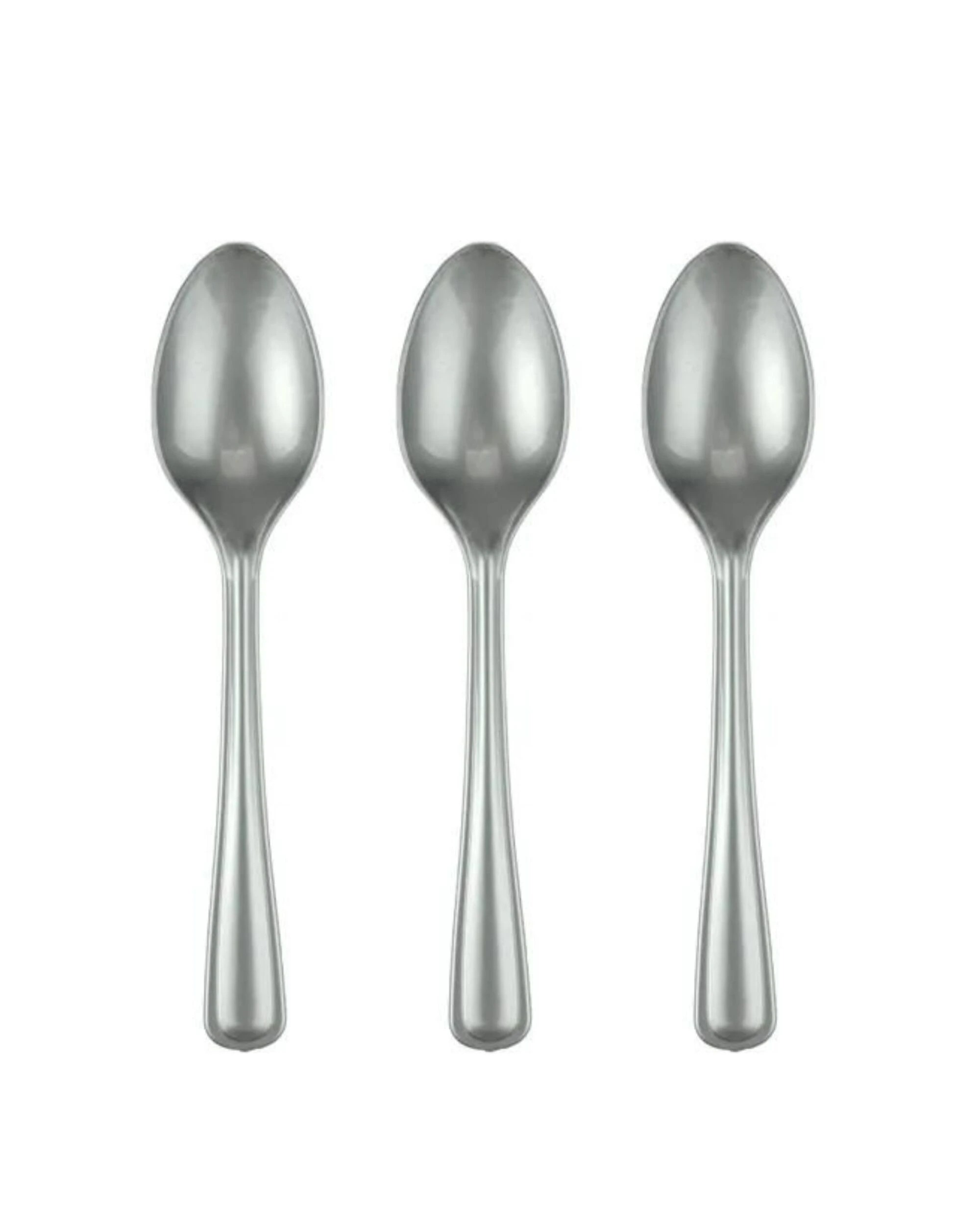 1 Alpen Reusable Plastic Spoons Pack of 20 - Silver, 1 of 3