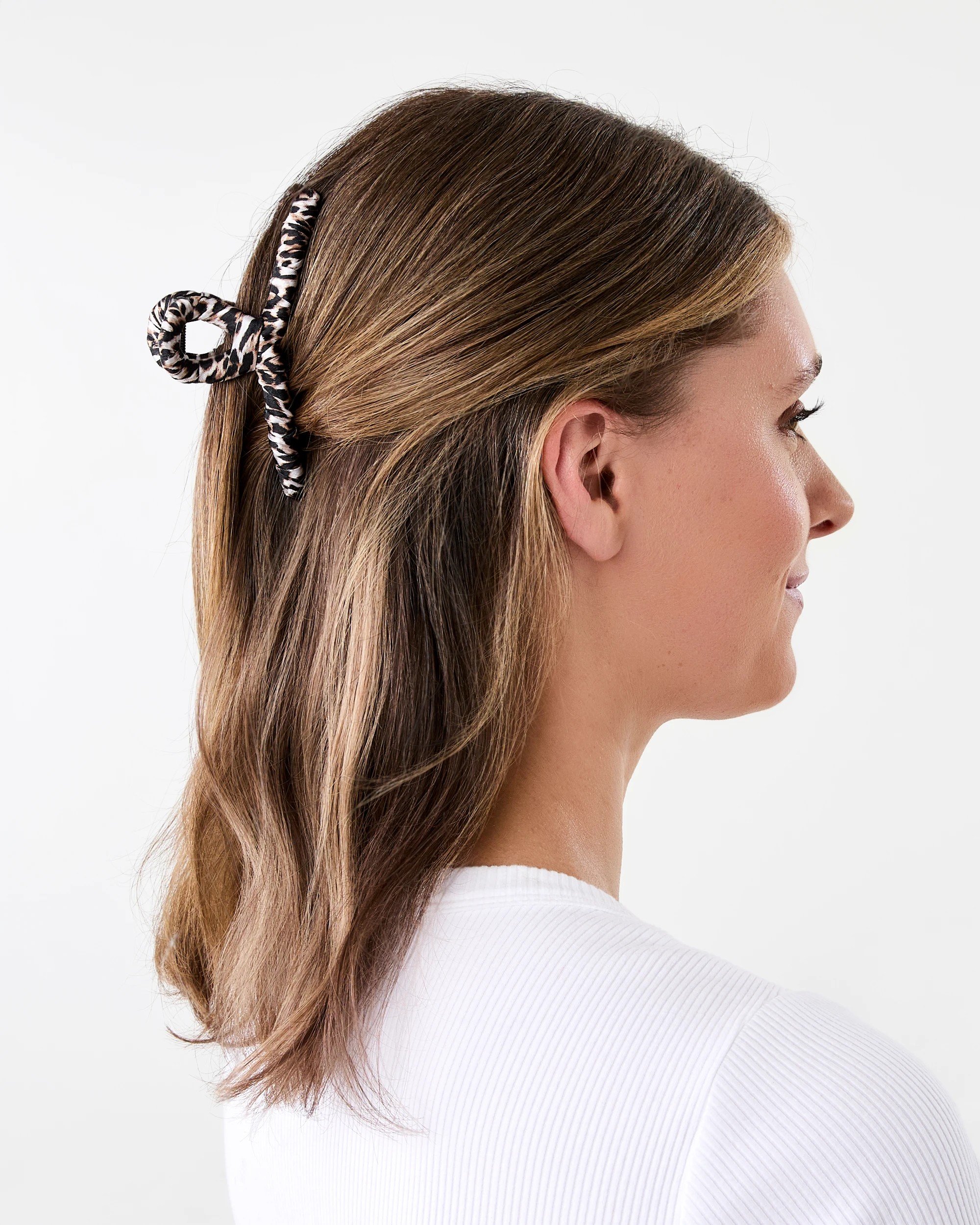 3 Leopard Fabric Loop Claw Hair Clip, 3 of 4