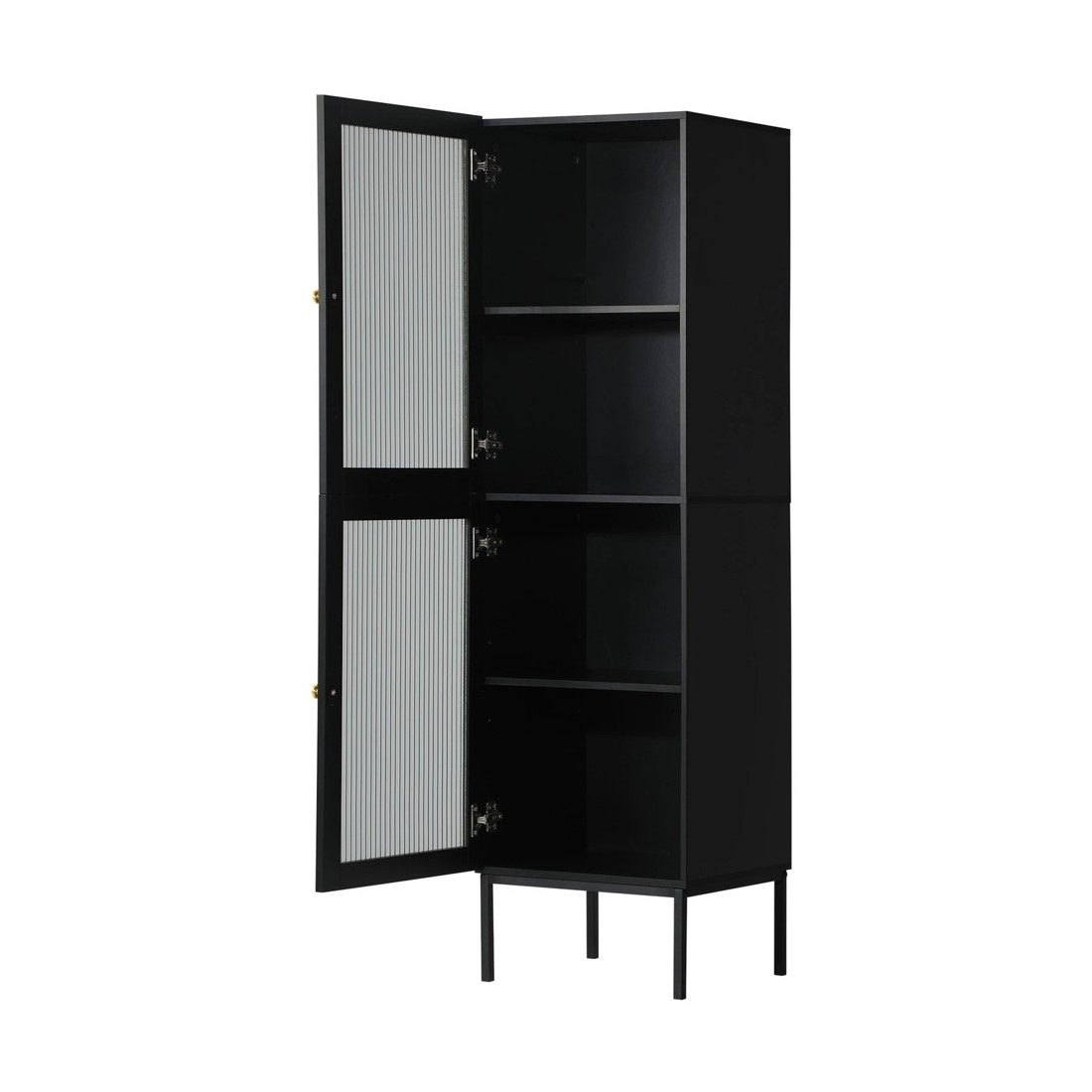 5 Oikiture Storage Cabinet Tall Slim Cupboard Tempered Glass Door
 - Black, 5 of 9