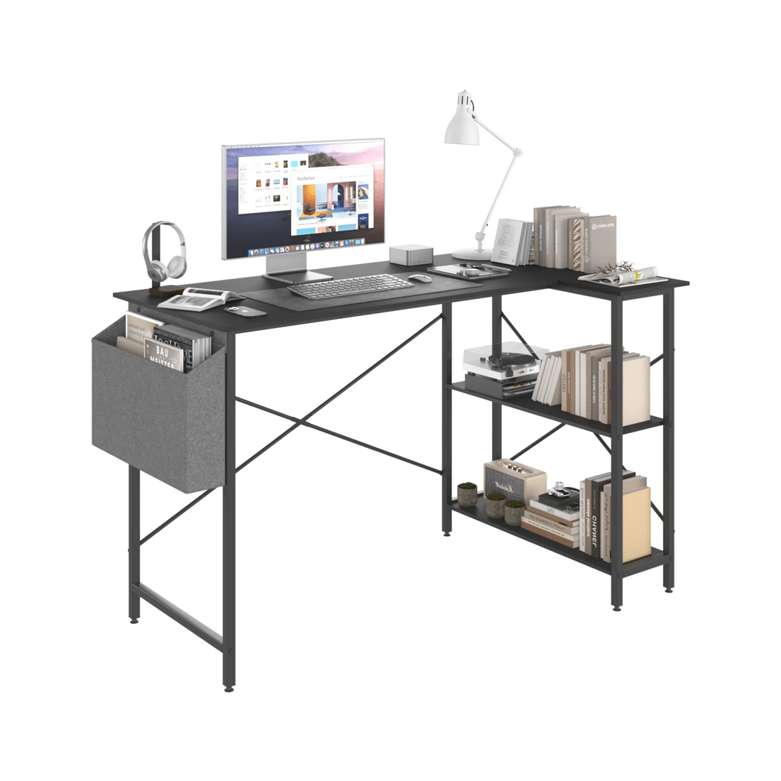 1 Advwin L Shaped Computer Desk With Convertible Storage Shelves Corner Desk Black, 1 of 9