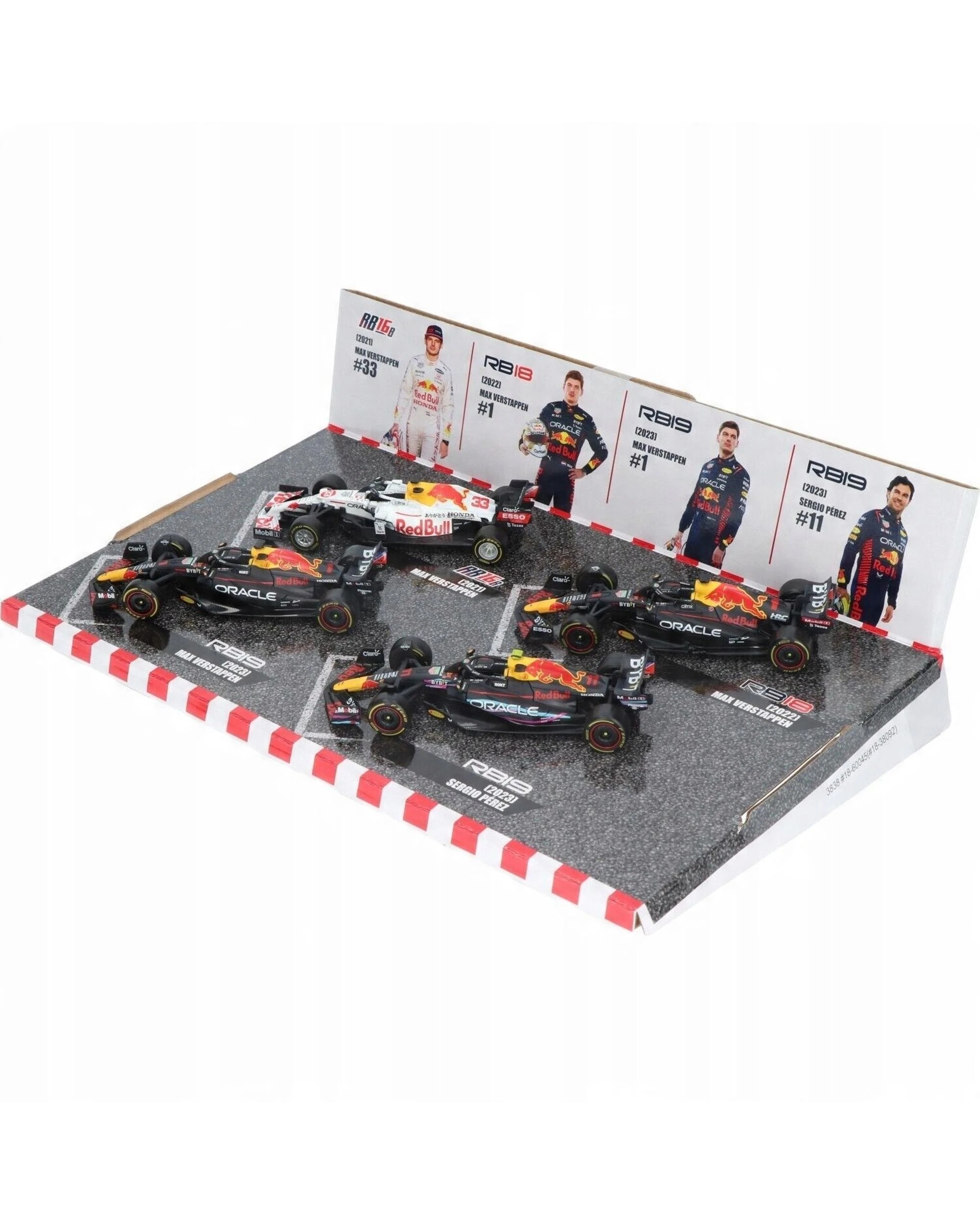 2 F1 2021-2023 Red Bull Racing RB16 RB18 RB19 Verstappen and Perez 1:43 Scale Gift Pack, 2 of 3