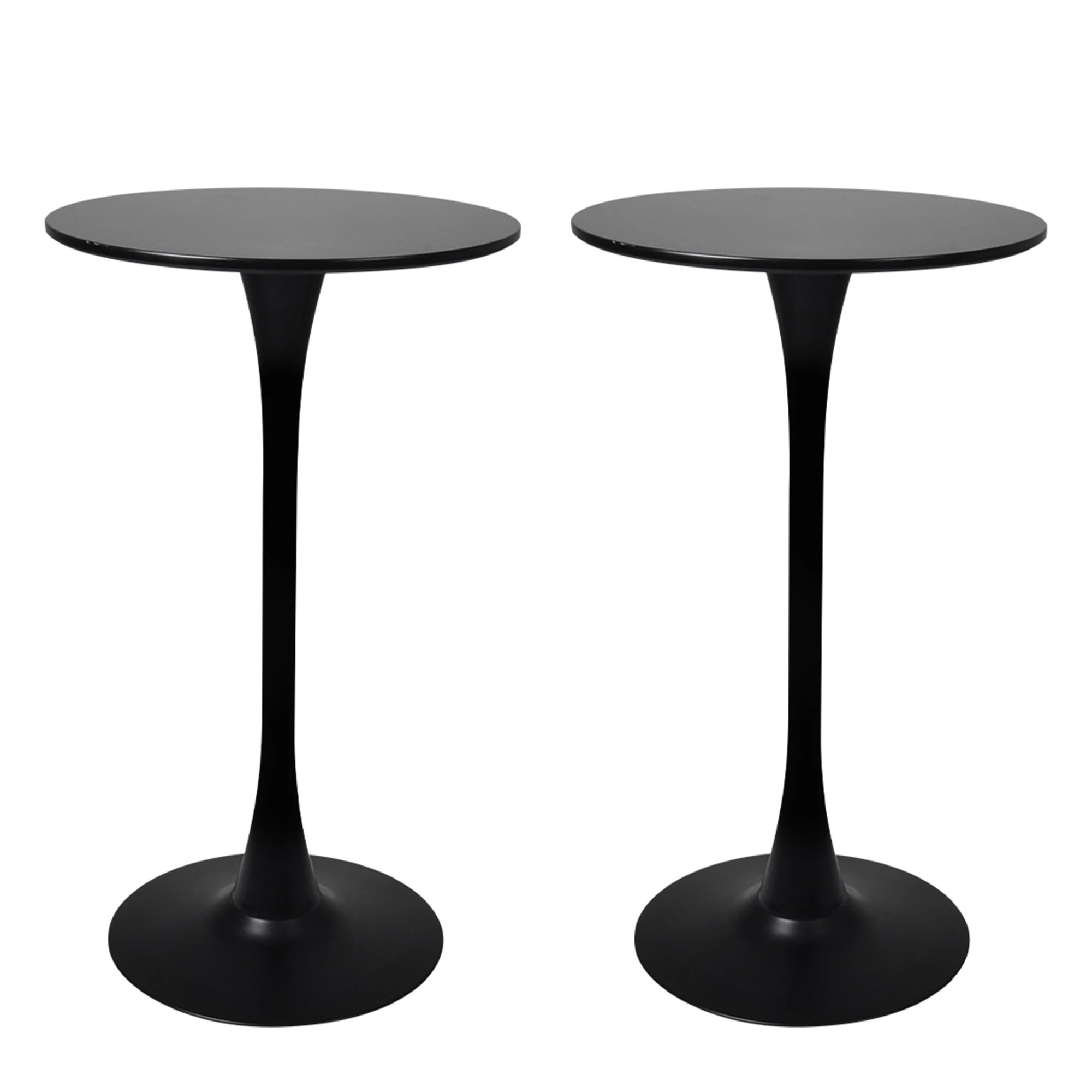 1 Levede 2x Round Marble Bar Tables - Black, 1 of 6