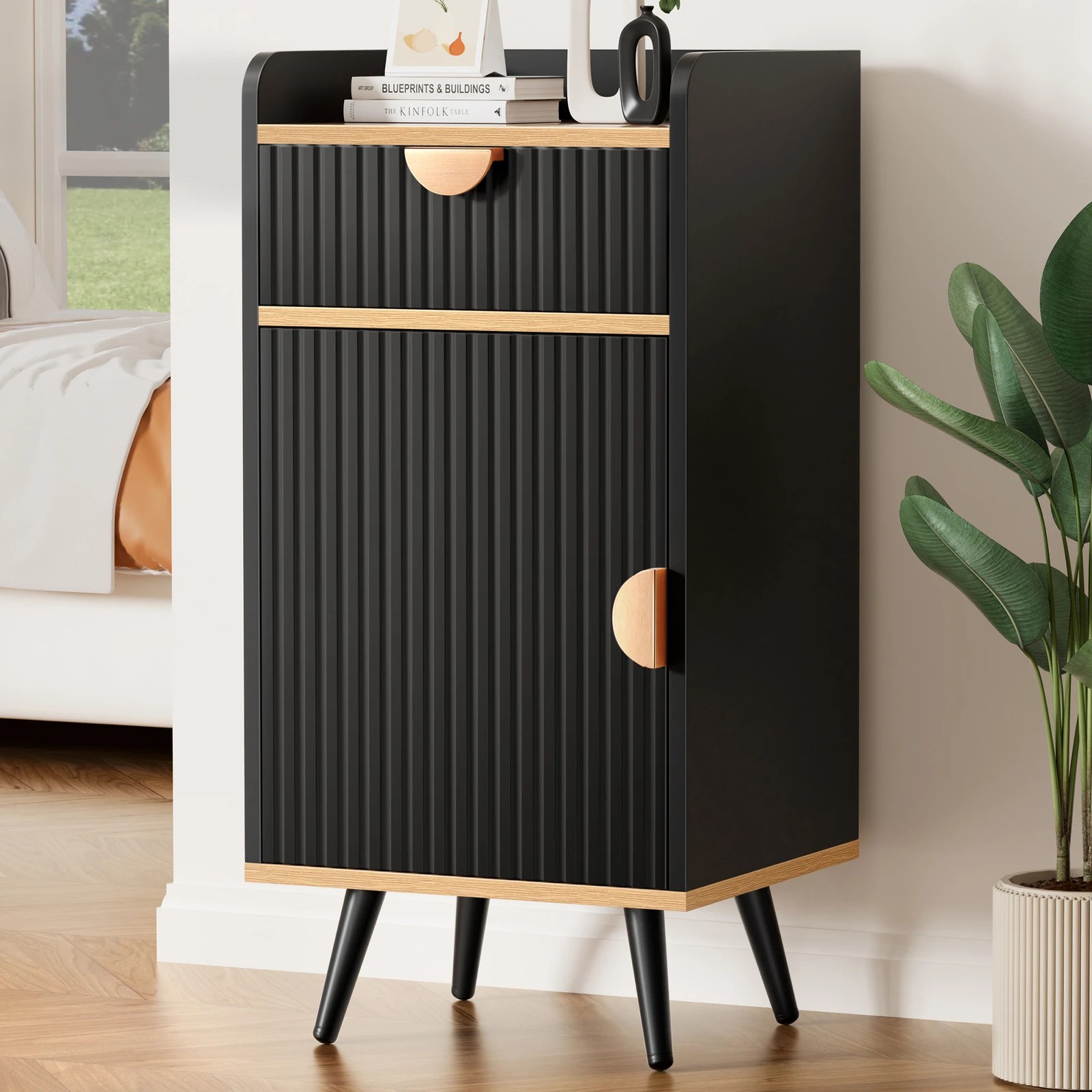 2 Alfordson Storage Cabinet Bathroom Buffet Sideboard Bedside Table - Black, 2 of 10