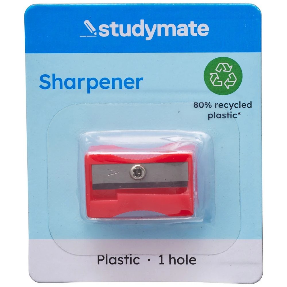 2 Studymate Recycled Plastic Wedge 1 Hole Sharpener Red, 2 of 2
