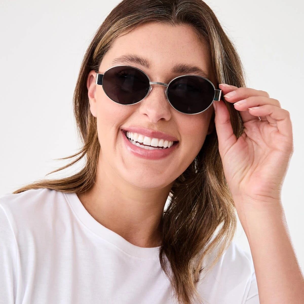 5 Oval Metal Sunglasses Silver, 5 of 6