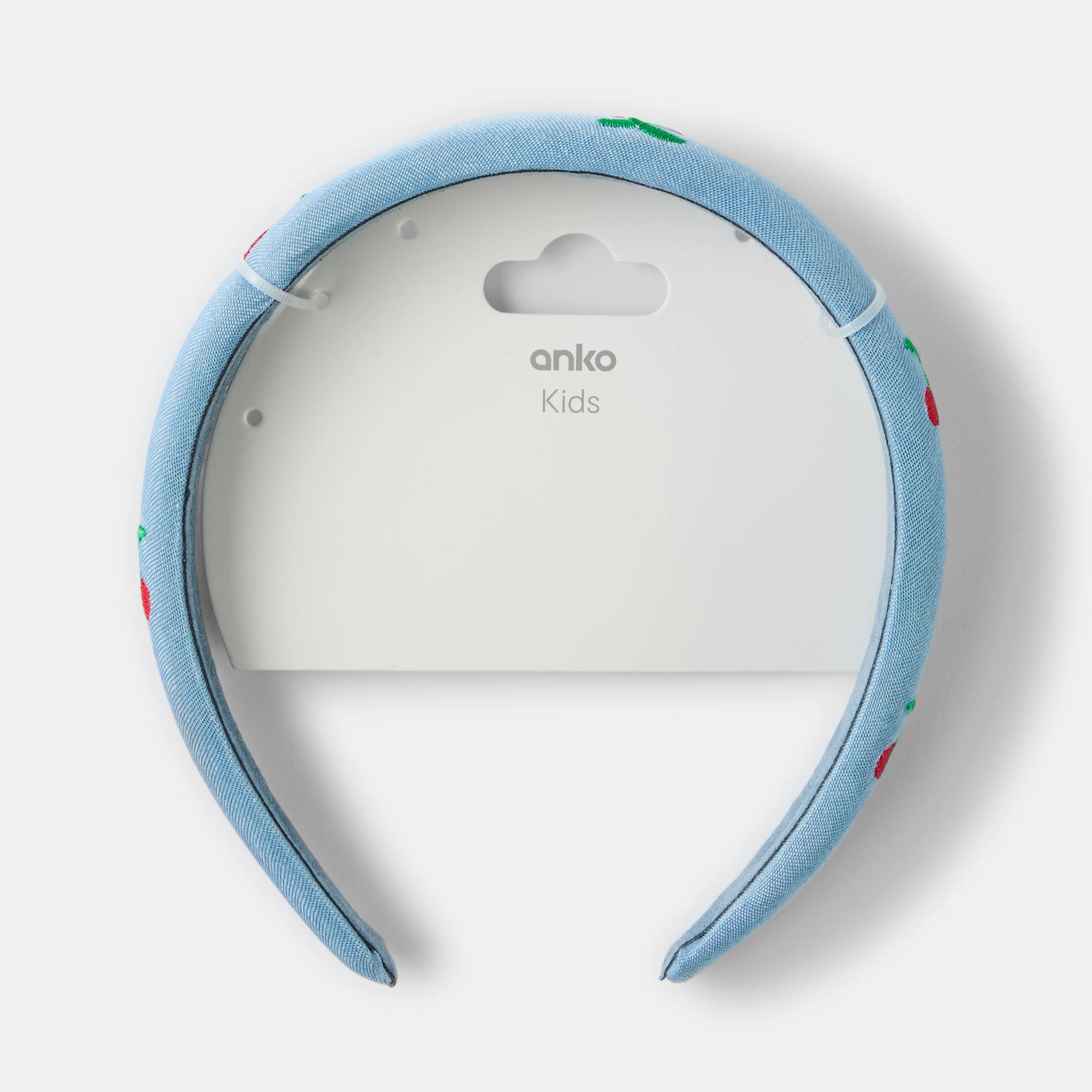 4 Embroidered Cherry Headband - Blue, Red and Green, 4 of 4