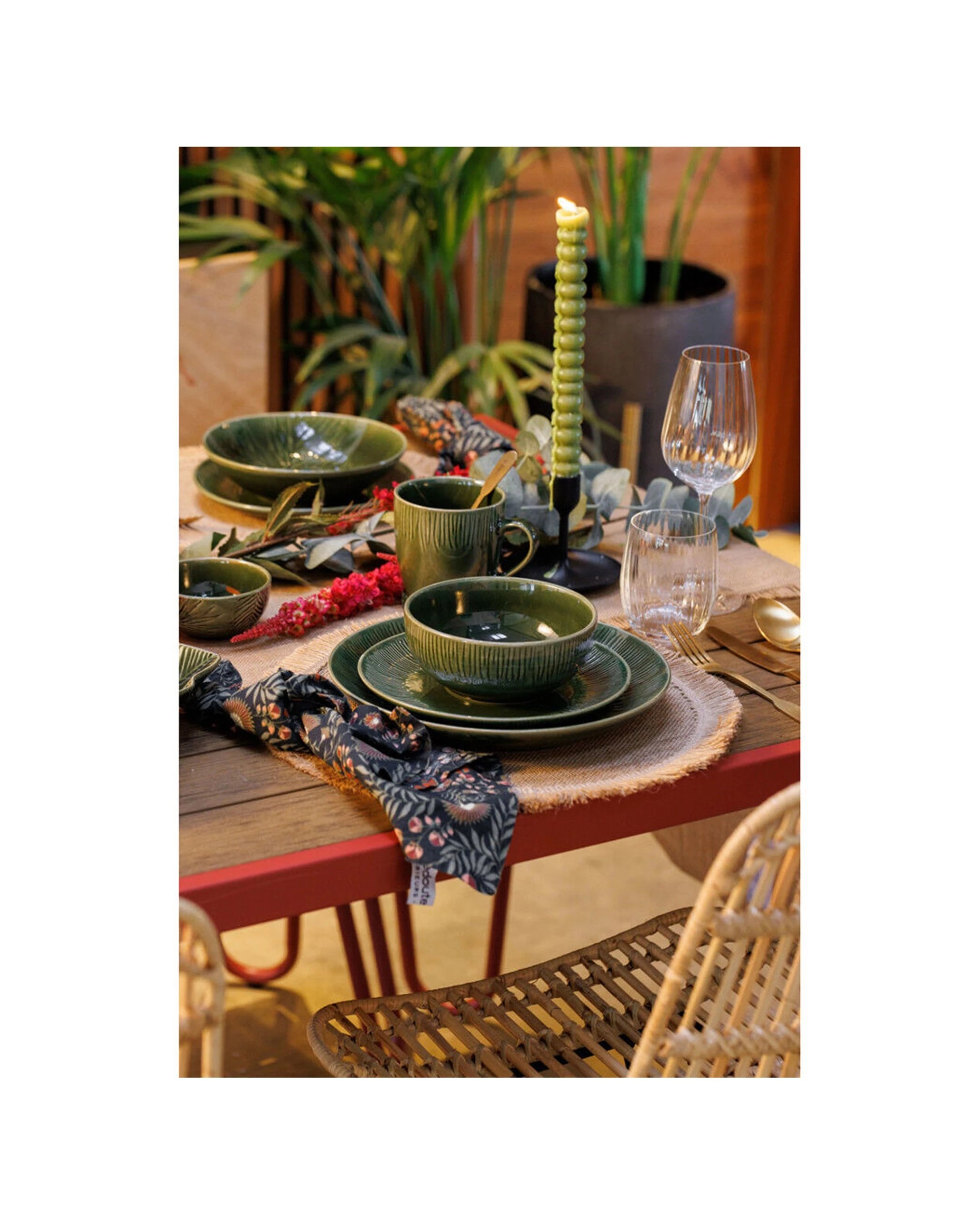3 Mikasa Jardin 12pc Stoneware Dinner Bowls Plates Set Botanical Vibes - Green, 3 of 6