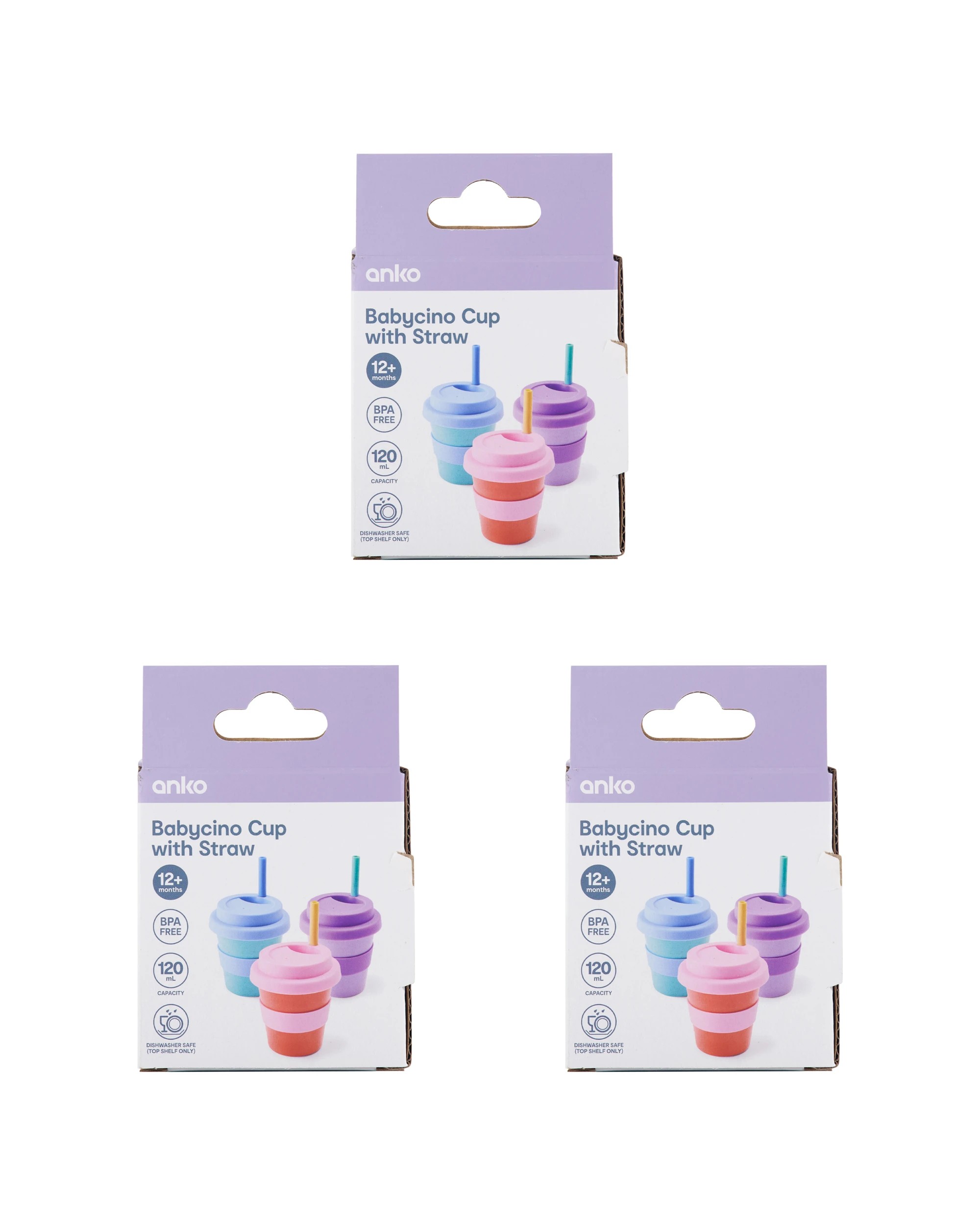 6 Babycino Cup With Straw - Assorted, 6 of 6