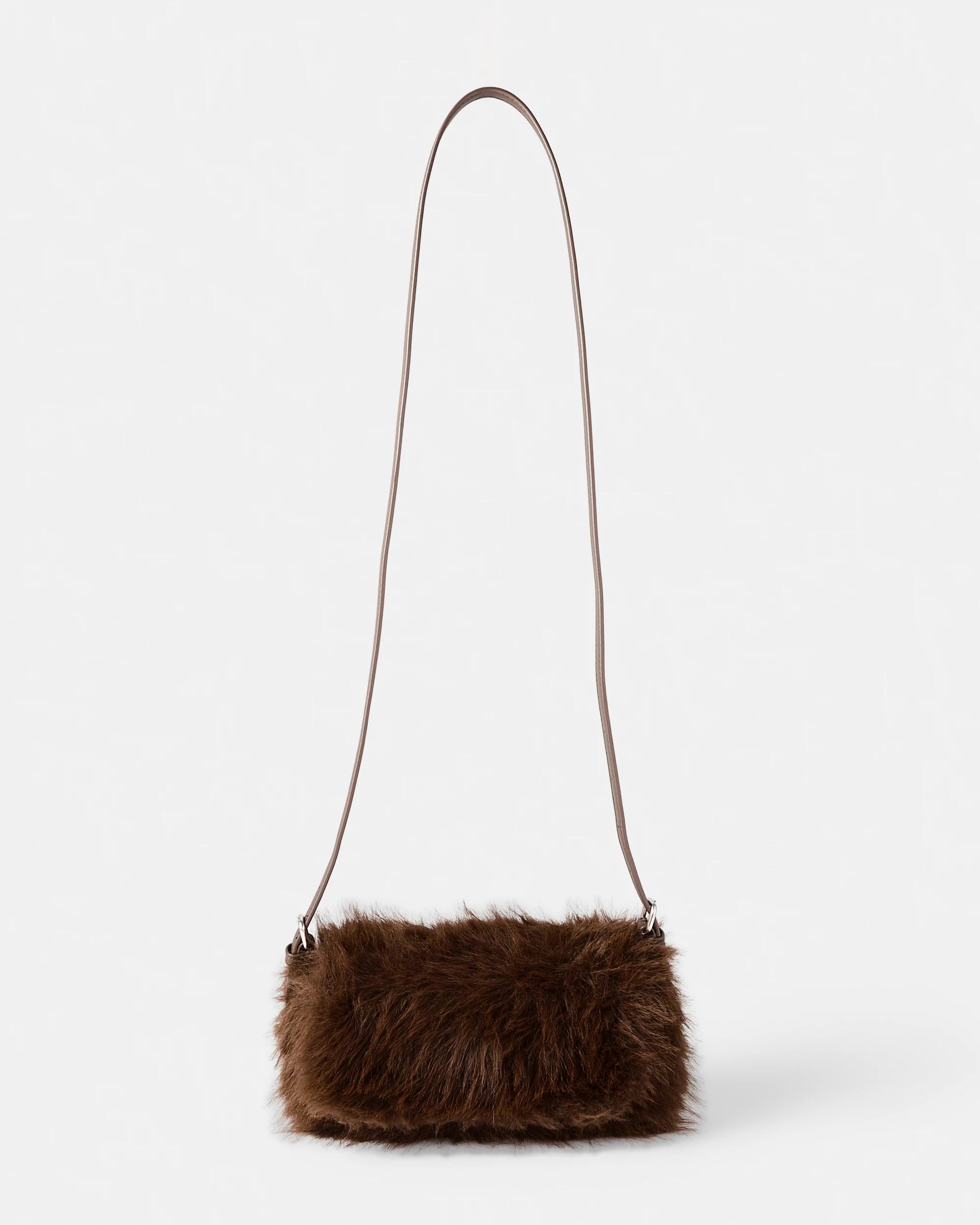 3 Faux Fur Shoulder Bag Chocolate, 3 of 9