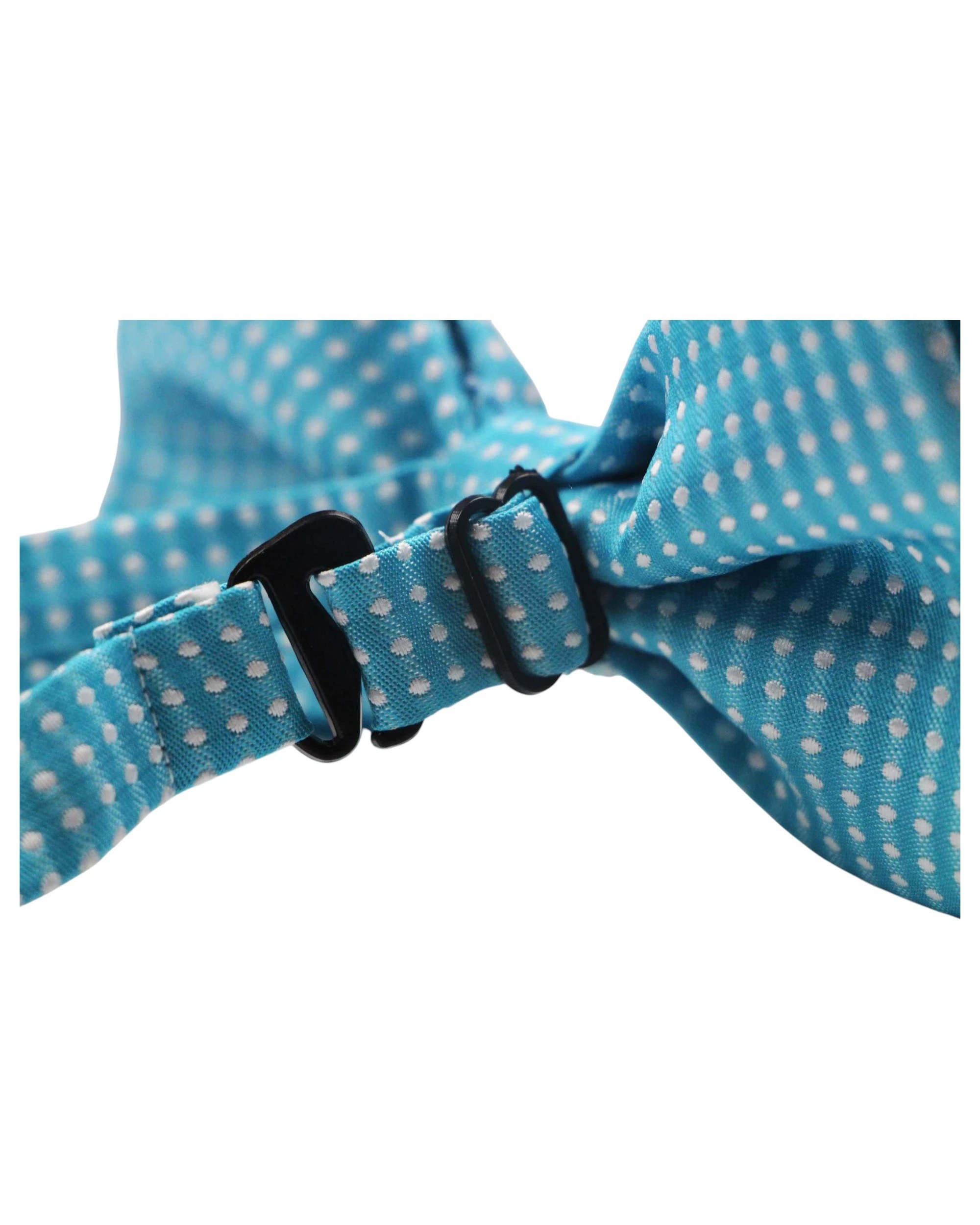 2 Zasel Mens Light Blue Plain Coloured Bow Tie With White Polka Dots, 2 of 3