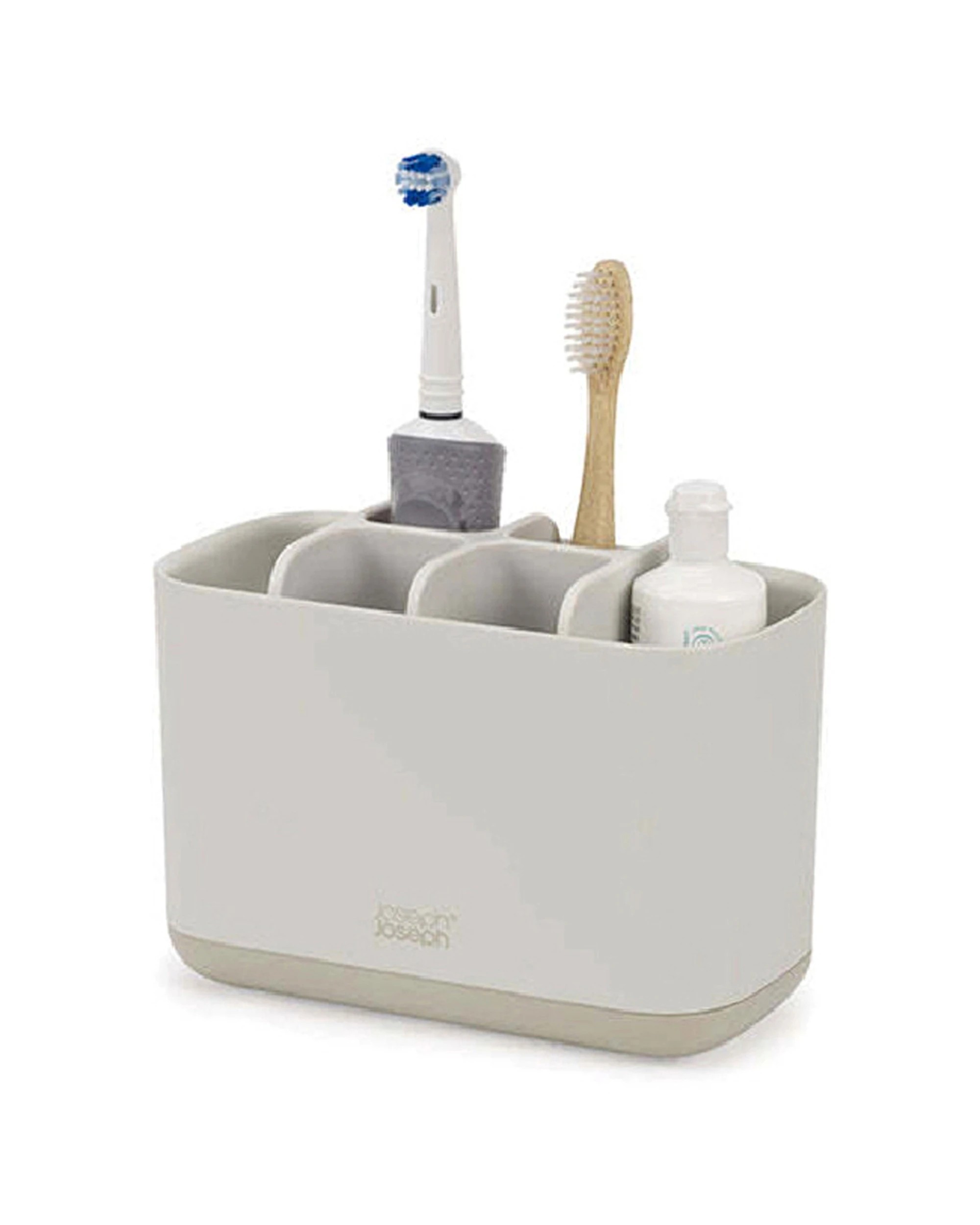 1 Joseph Joseph EasyStore 17cm Toothbrush Caddy Large Organised Storage - Ecru - White, 1 of 6