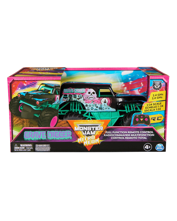 Monster Jam Nitro Neon Grave Digger Remote Control Truck