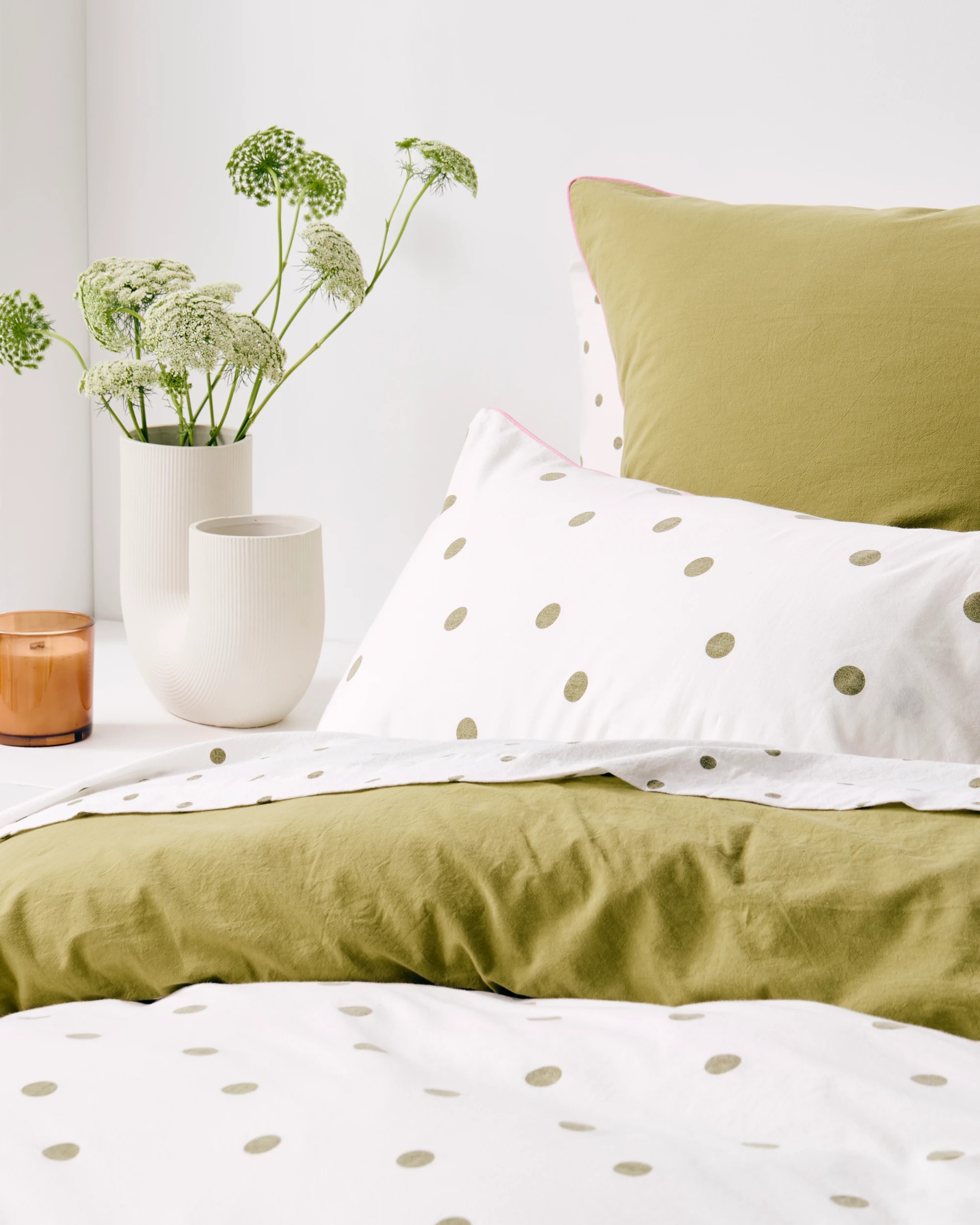 4 Arlo Polka Dot Stonewash Cotton Quilt Cover Set - Queen Bed - Green, 4 of 10
