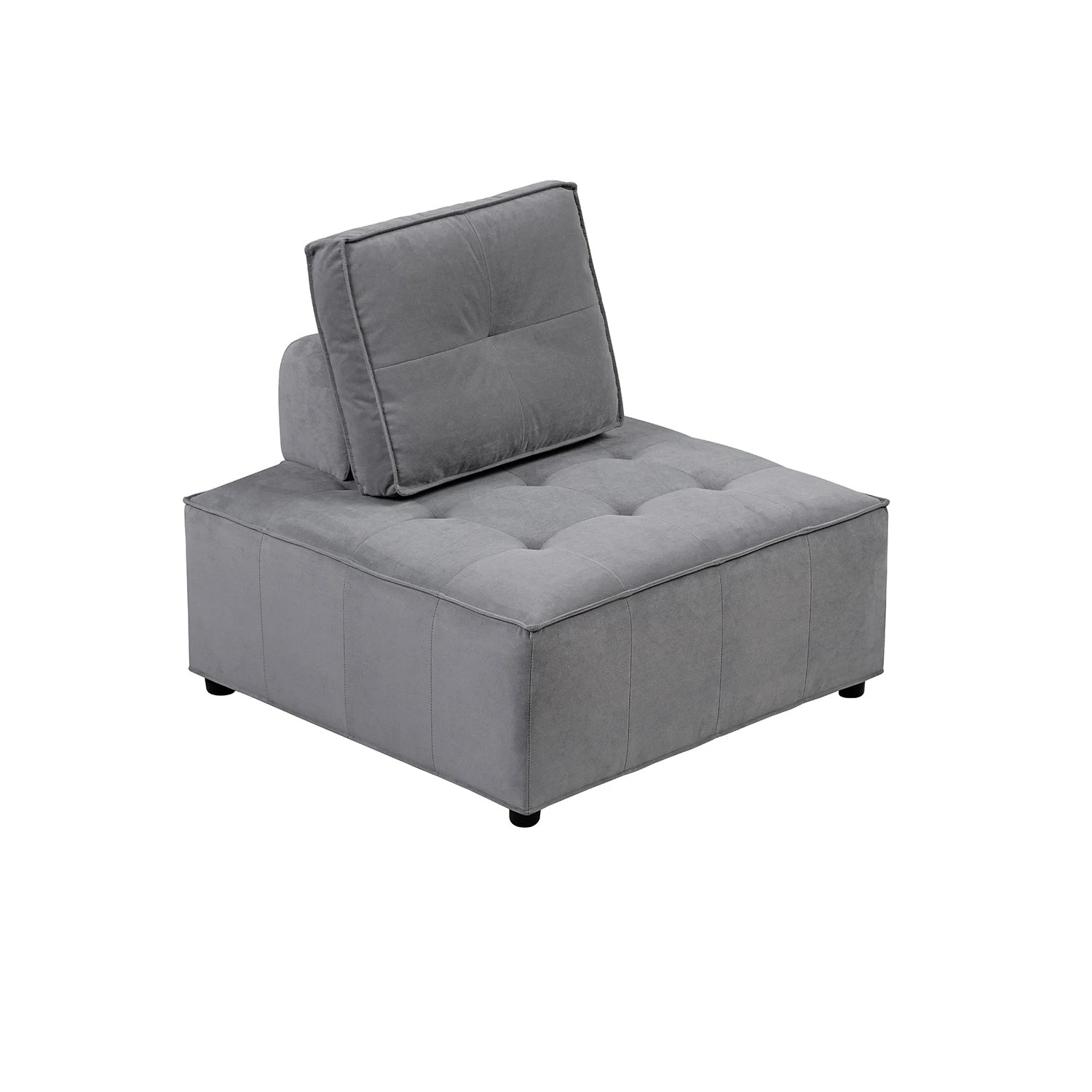 7 Foret 6pc Armless Seat Modular Extension Ottoman Couch Velvet Sofa Light Grey, 7 of 9