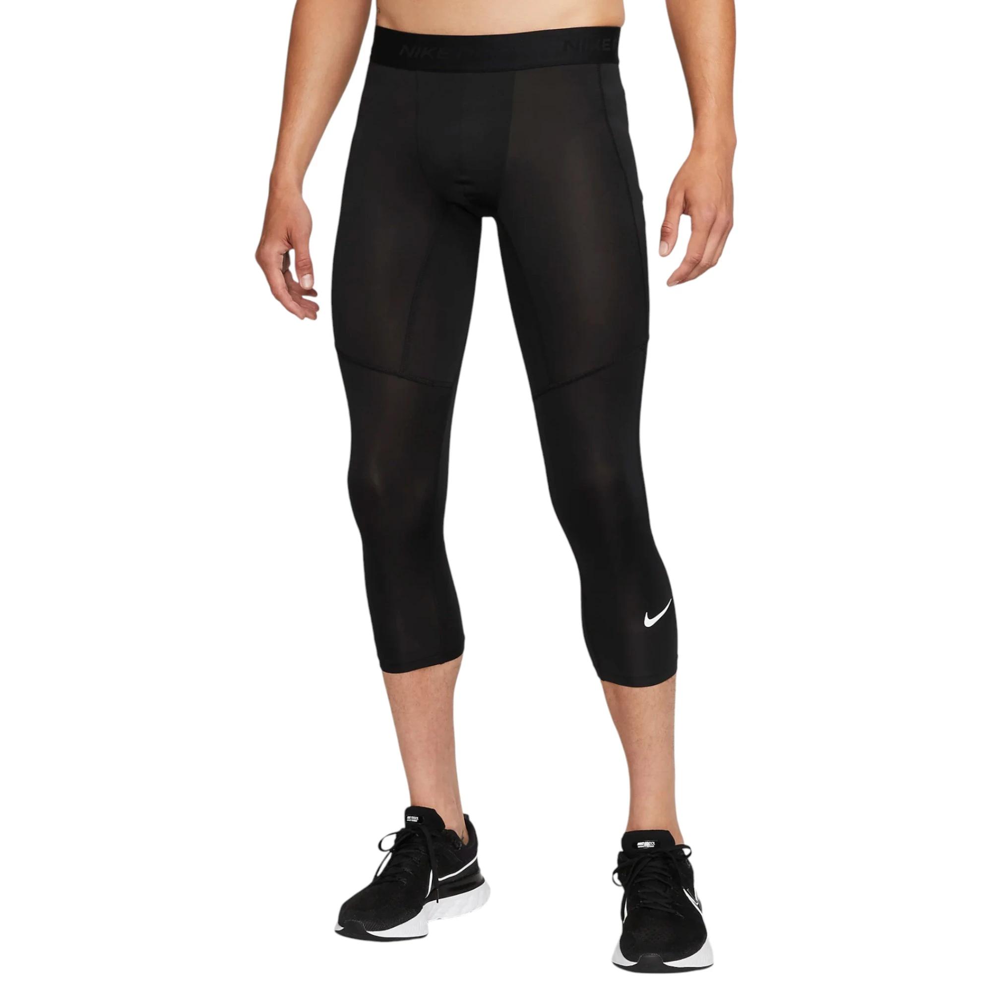 1 Nike Men Pro Dri-FIT 3/4 Length Black Fitness Tights BLACK, 1 of 7