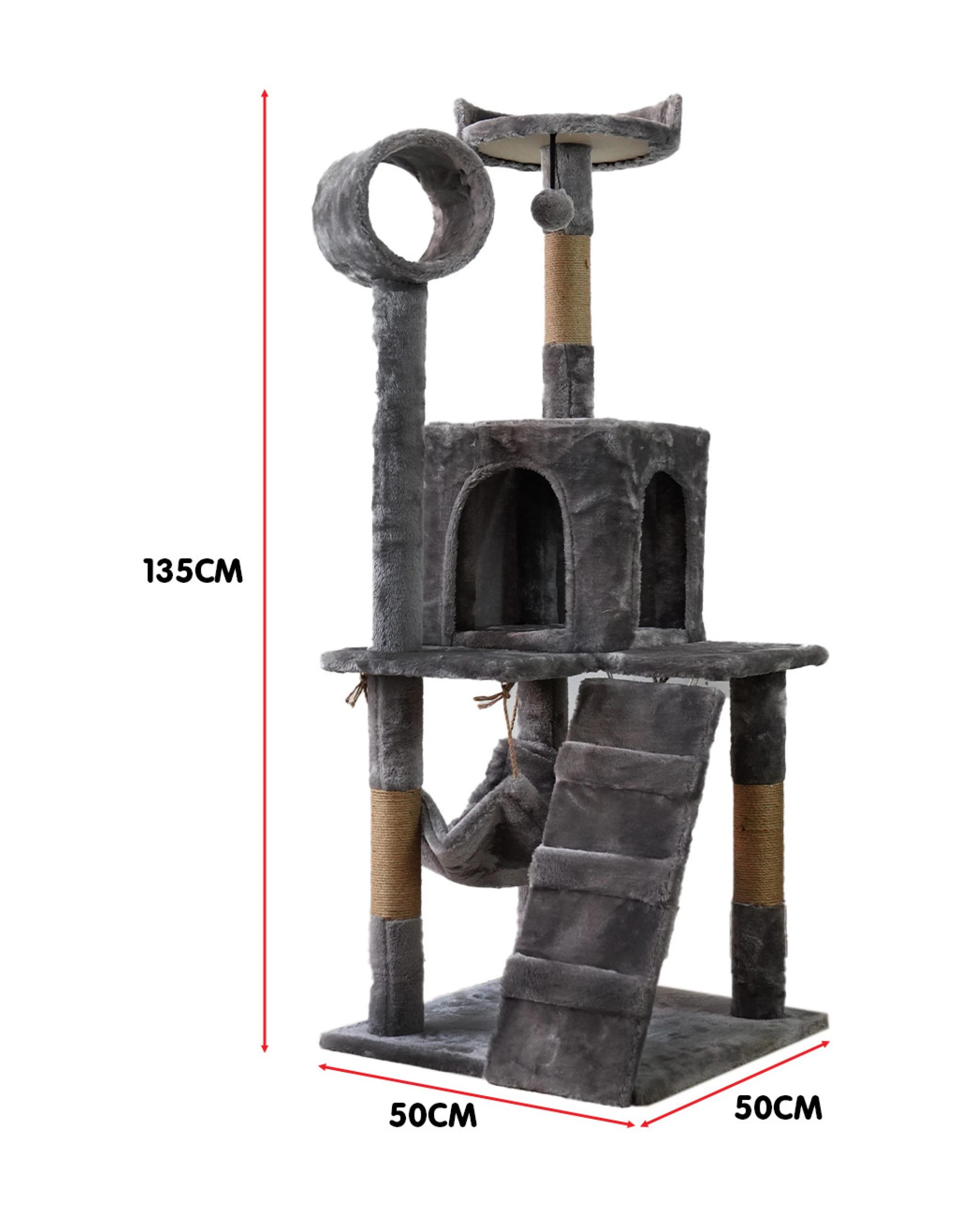 3 Furtastic 135cm Cat Tree Scratching Post - Dark Grey, 3 of 6