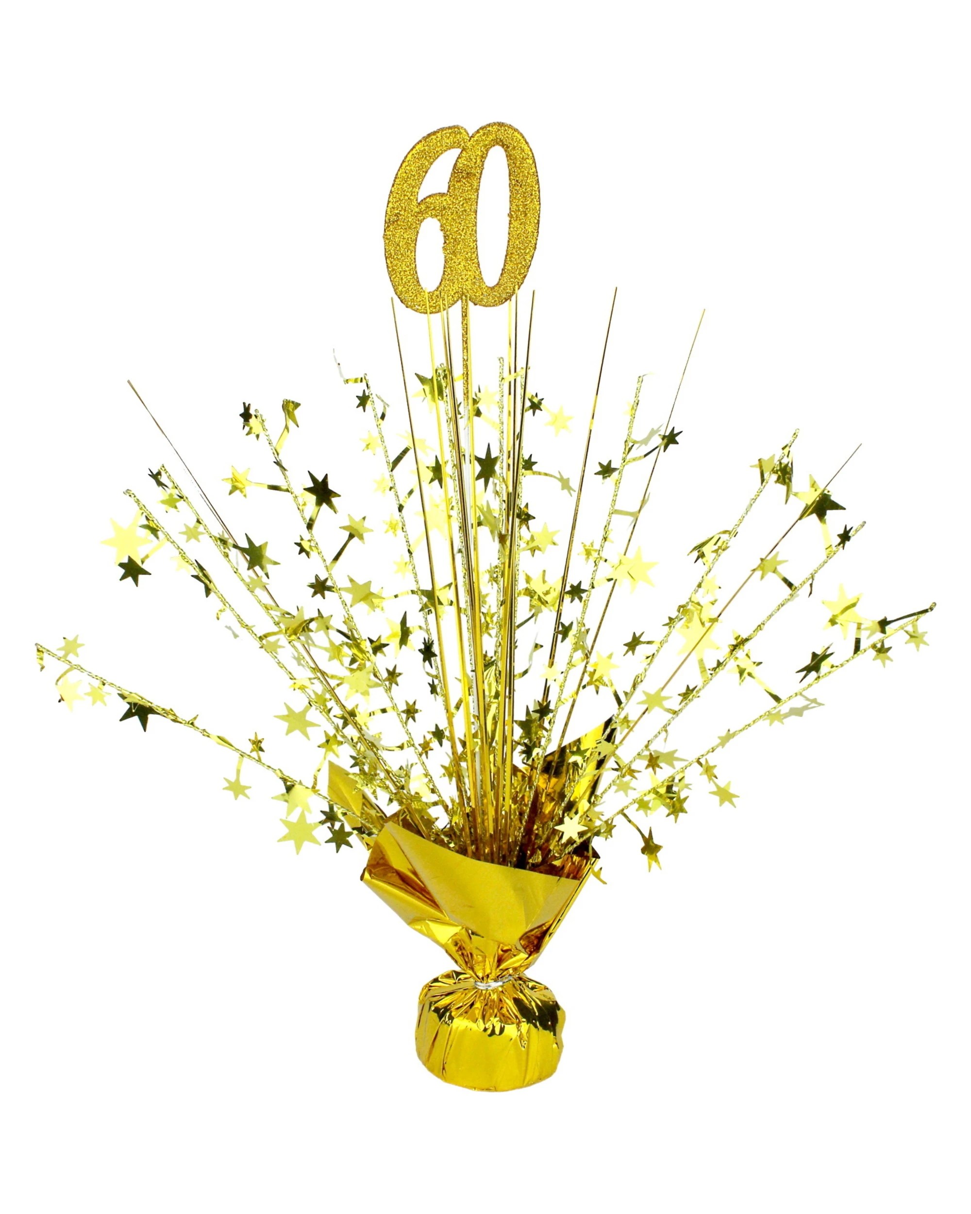 1 Party Maker 60th Birthday Gold Star Foil Spray CentrepieceGold - Gold, 1 of 1