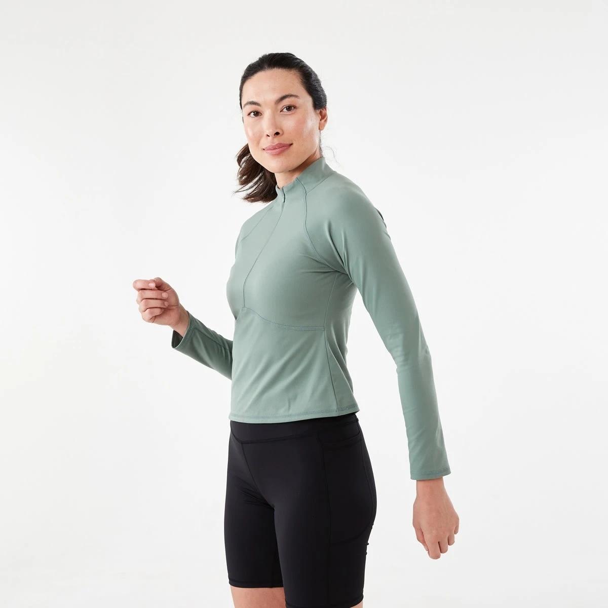 2 Active Womens Long Sleeve 1/4 Zip Ultrasoft Top Sumer Sage, 2 of 5