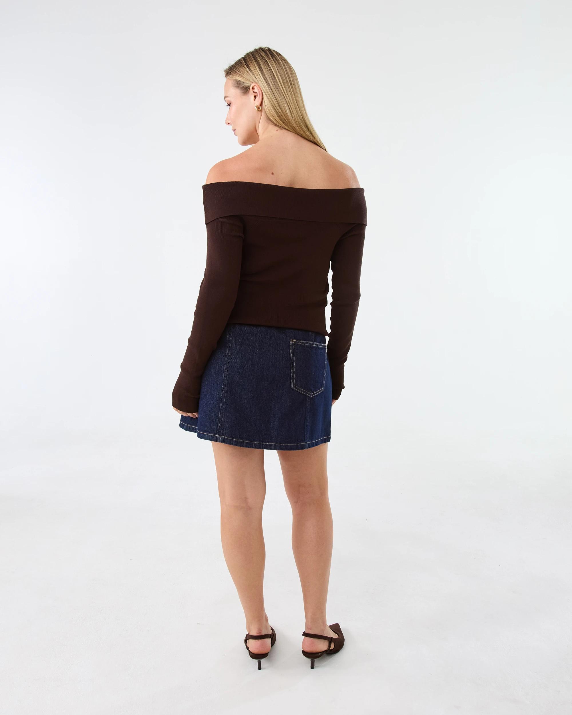 4 Long Sleeve Off Shoulder Top Melt Brown, 4 of 6