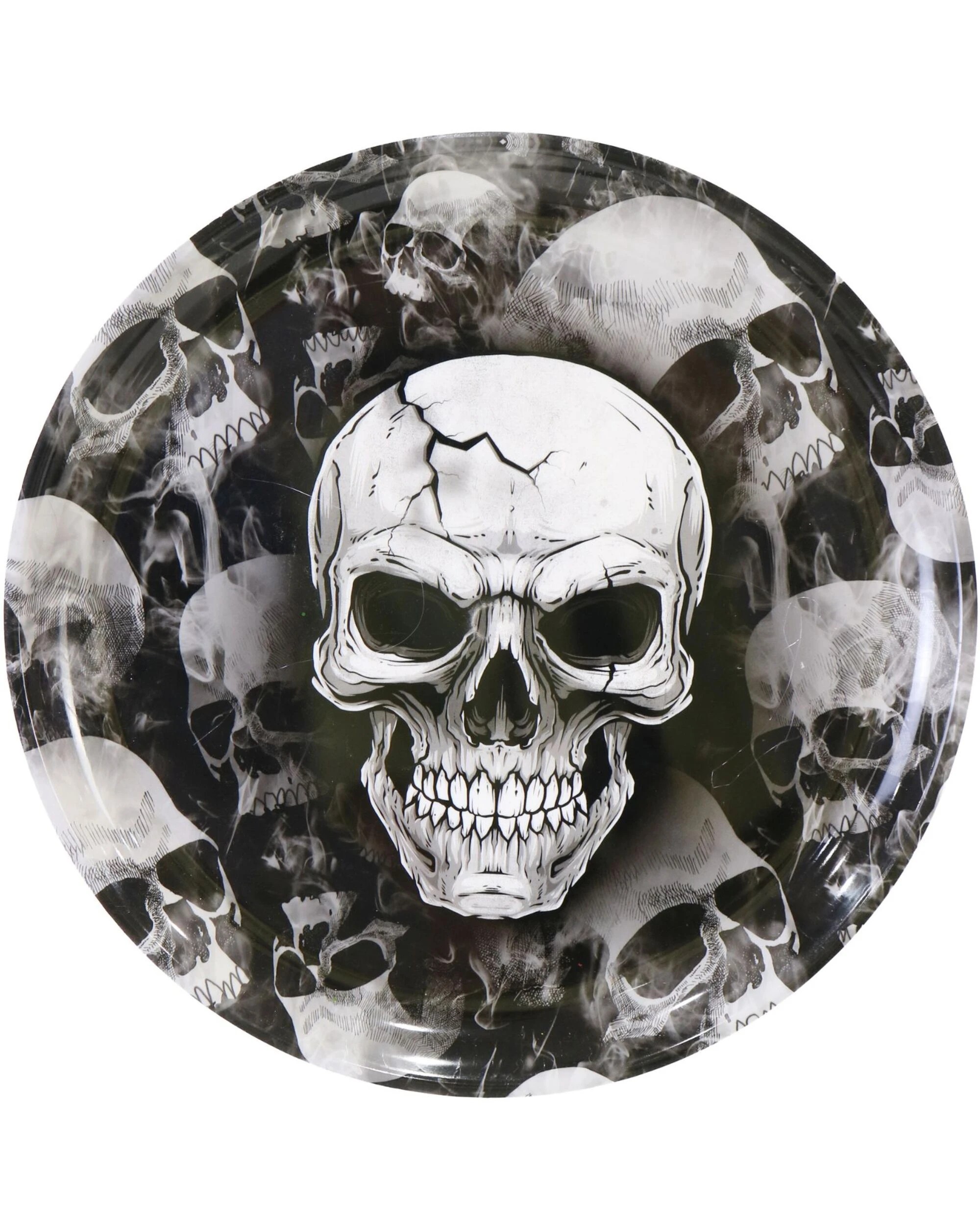1 Uncle Bills Deadly Skull Round Plastic Serving Platter - Grey, 1 of 3
