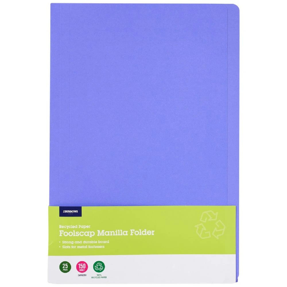 1 J.Burrows Foolscap Manila Folder Purple 25 Pack, 1 of 4